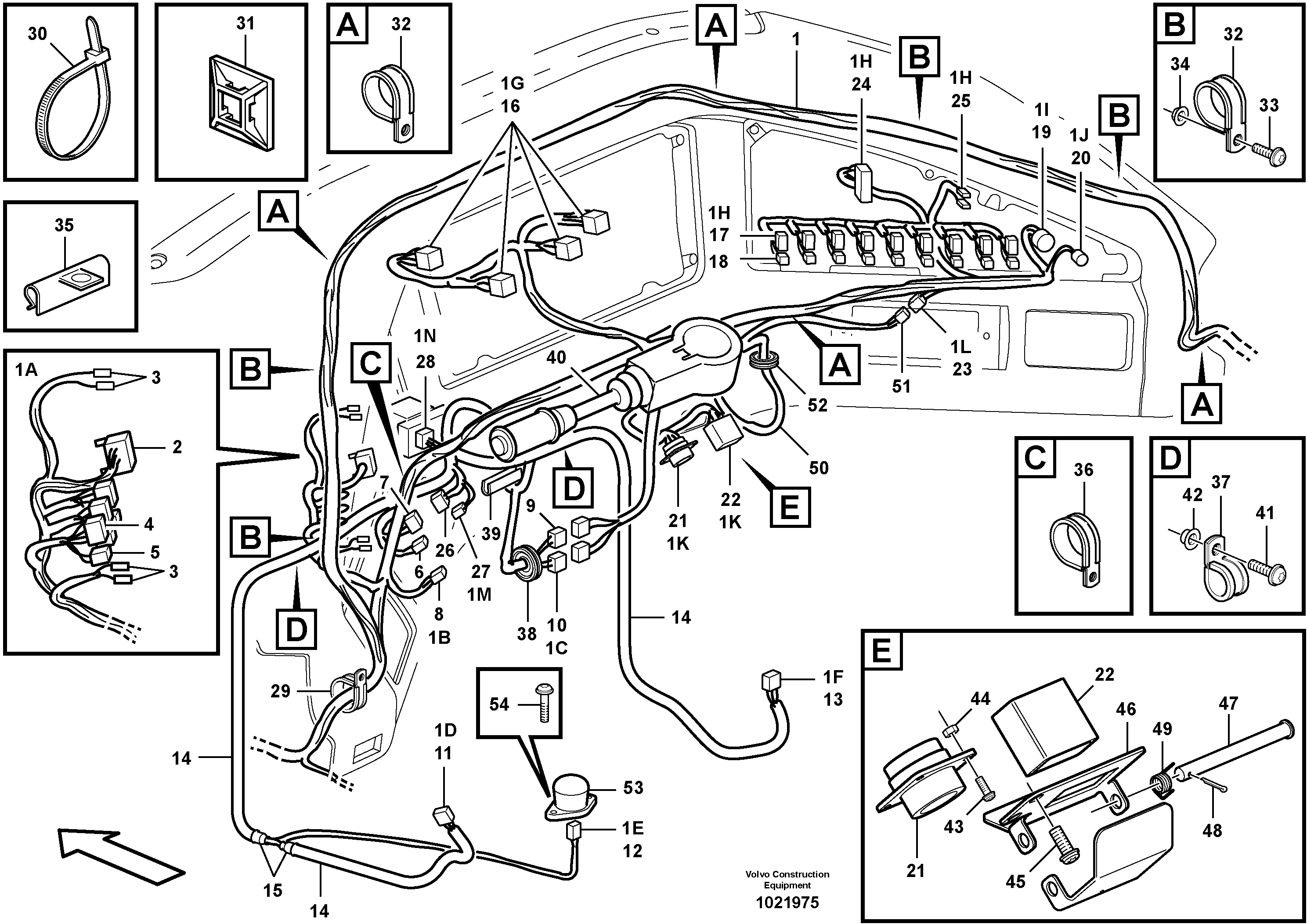 Схема запчастей Volvo T450D - 11634 Cable harnesses, instrument panel 