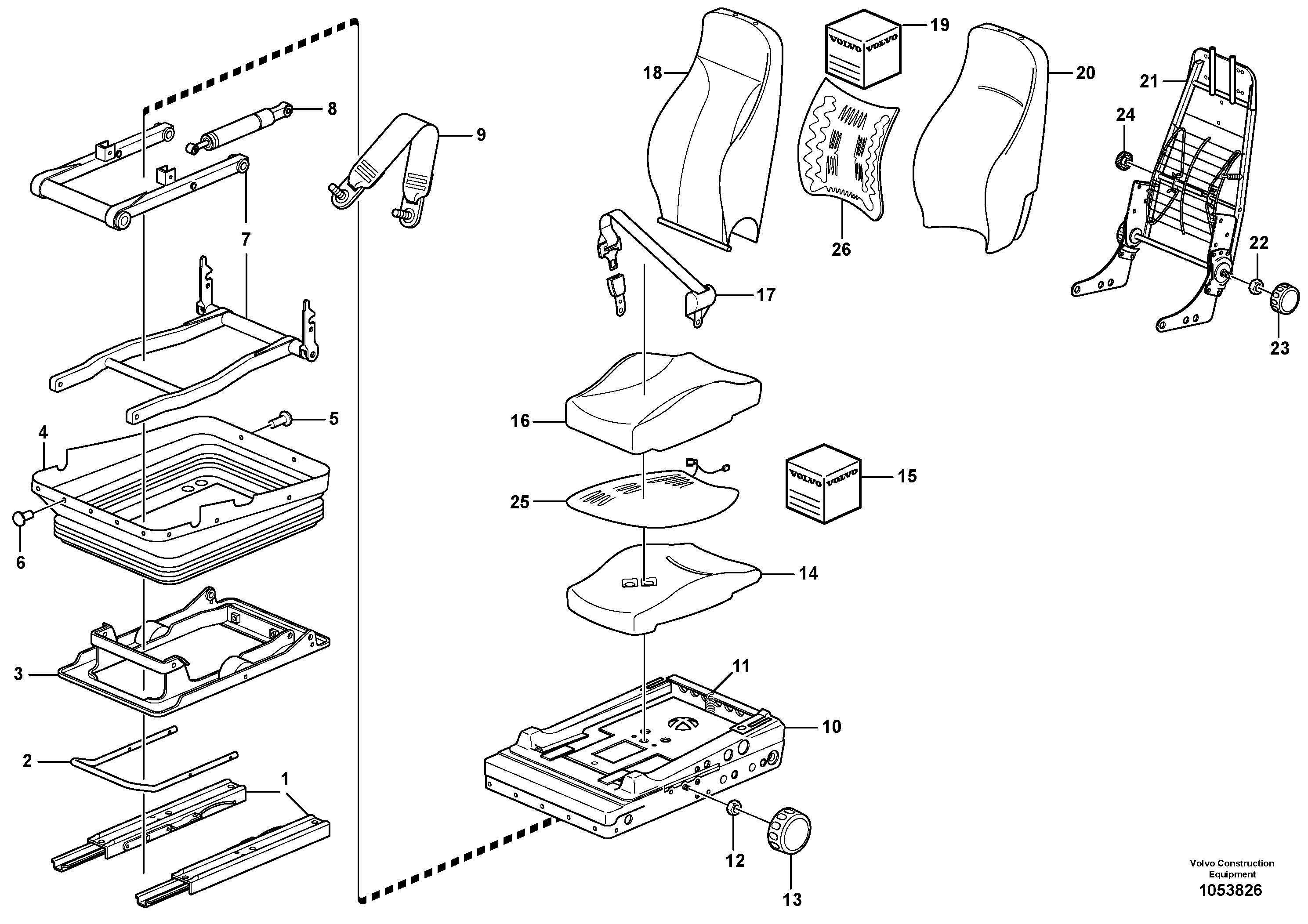 Схема запчастей Volvo A25E - 24708 Operators seat 