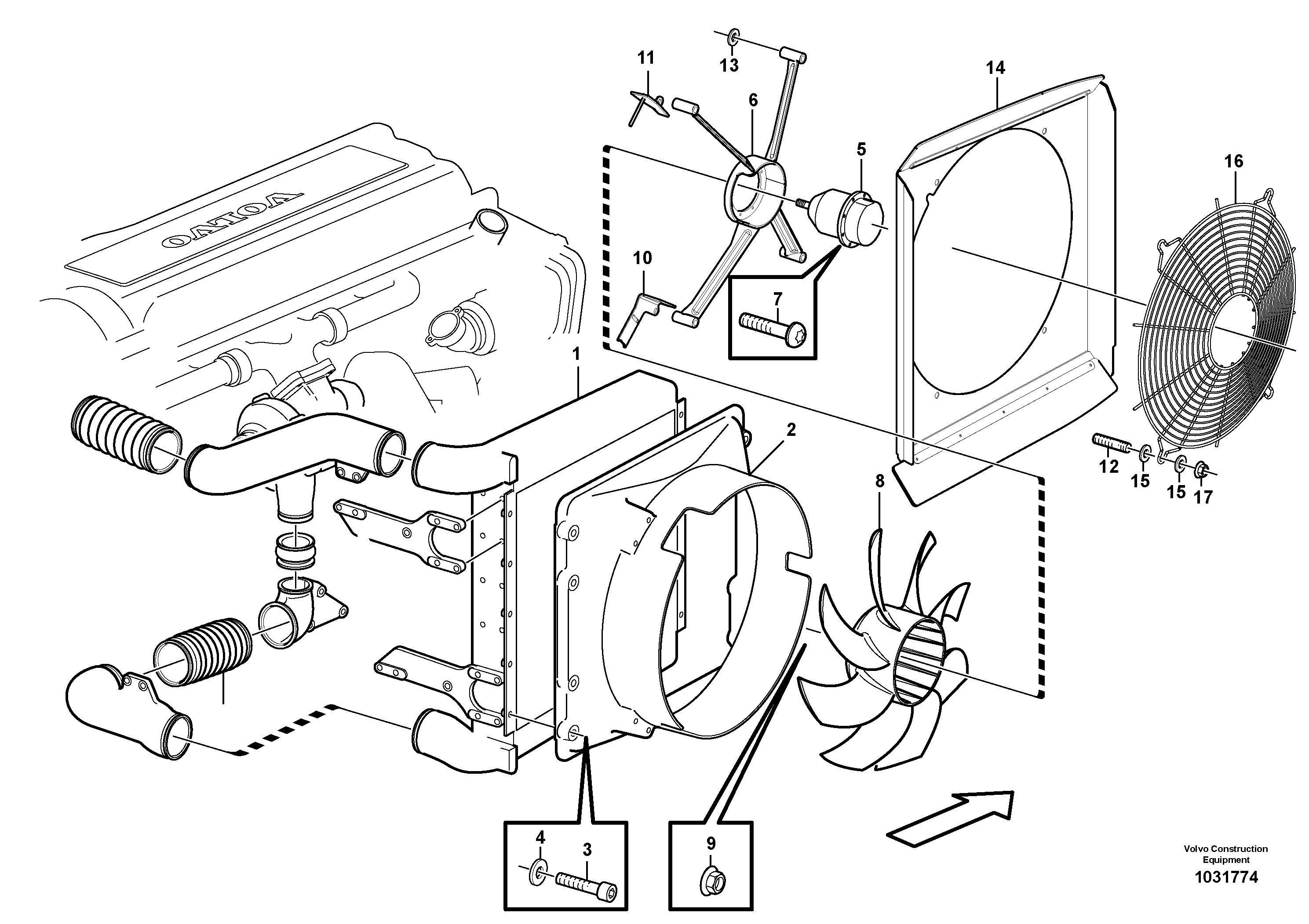 Схема запчастей Volvo A25E - 1921 Fan, charge-air cooler 