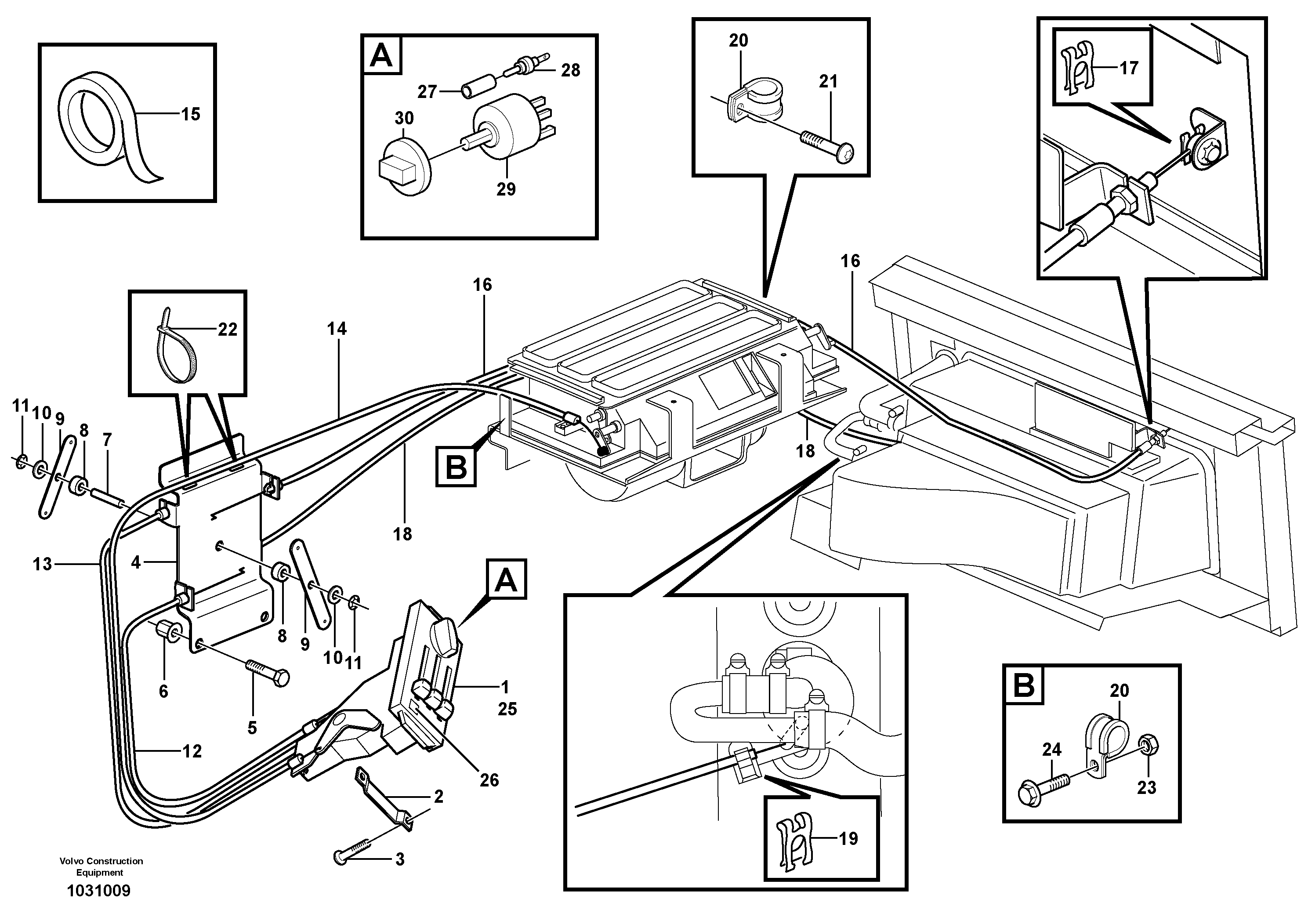 Схема запчастей Volvo A25E - 14997 Air distribution, controls 