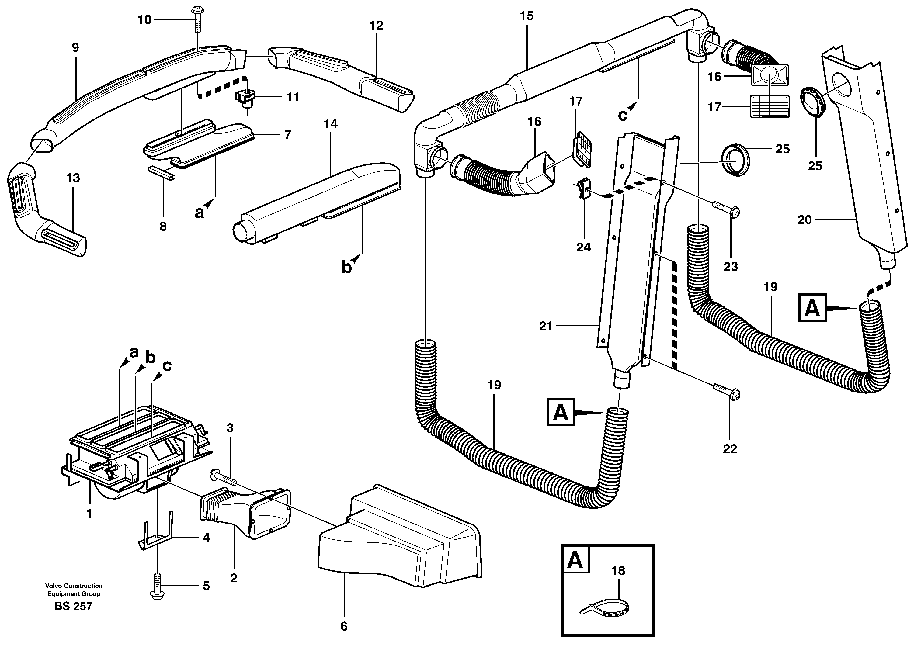 Схема запчастей Volvo A25E - 53188 Air ducts 