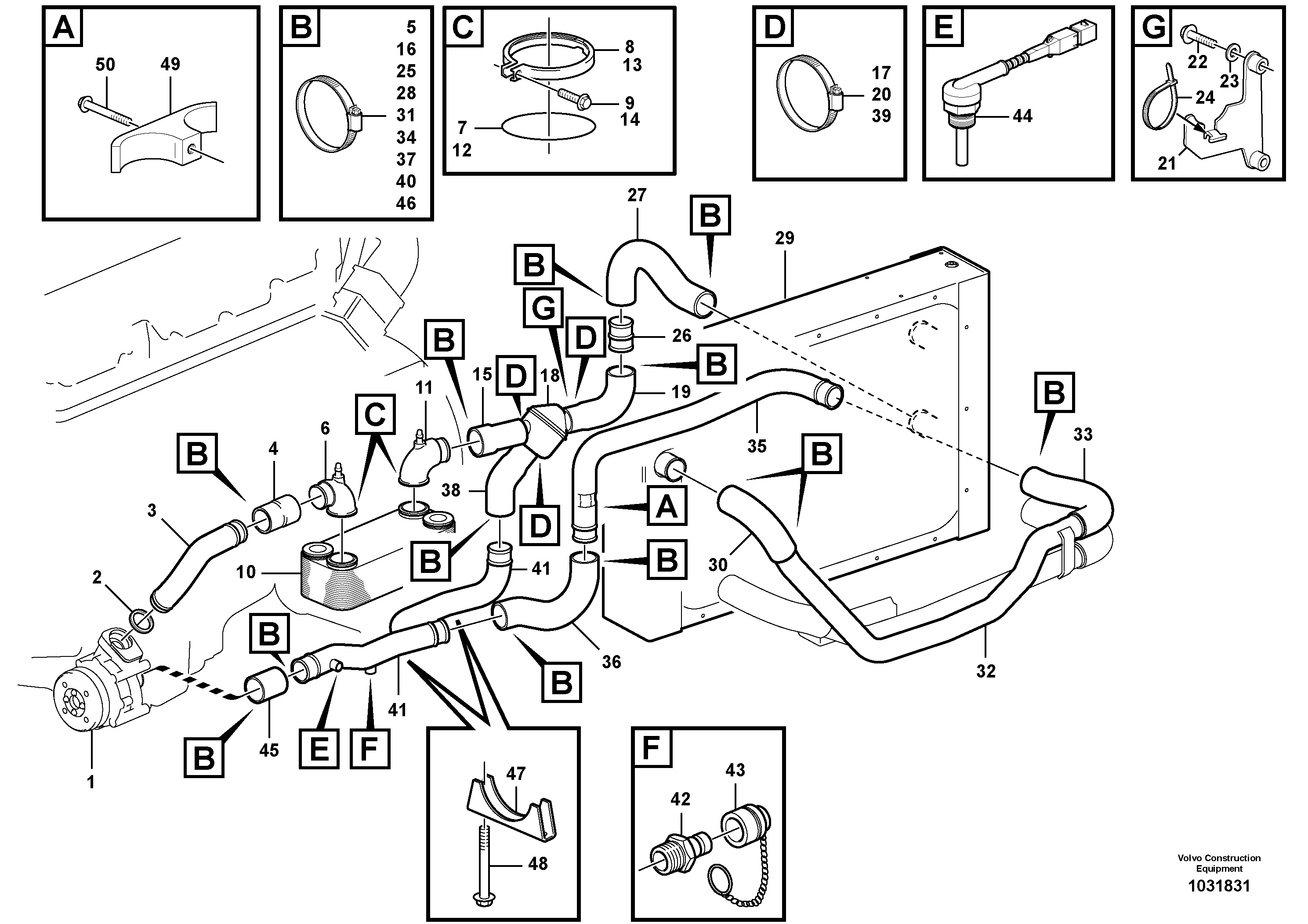 Схема запчастей Volvo A25E - 59991 Cooling system, secondary pump - converter 
