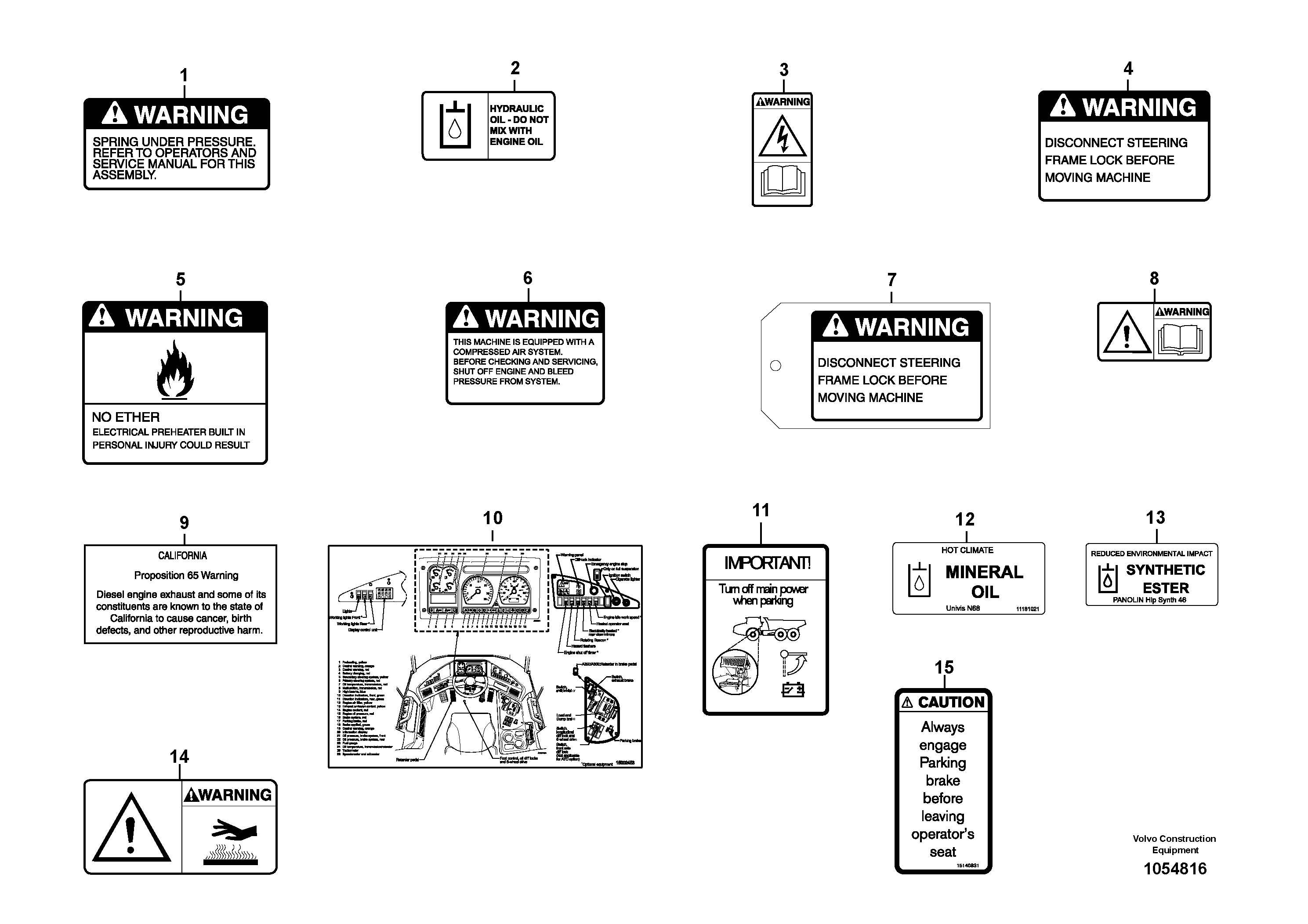 Схема запчастей Volvo A25E - 67253 Illustrations of sign plates and decals 