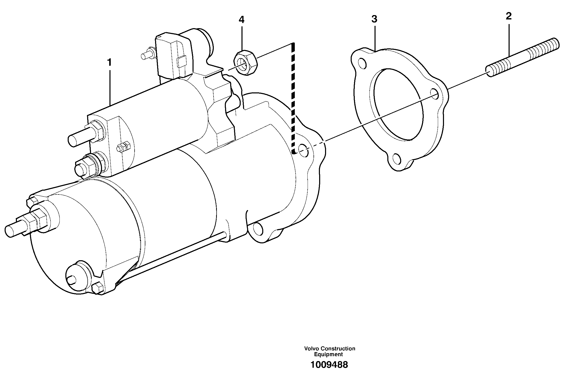 Схема запчастей Volvo A25E - 60004 Starter motor with assembling details 