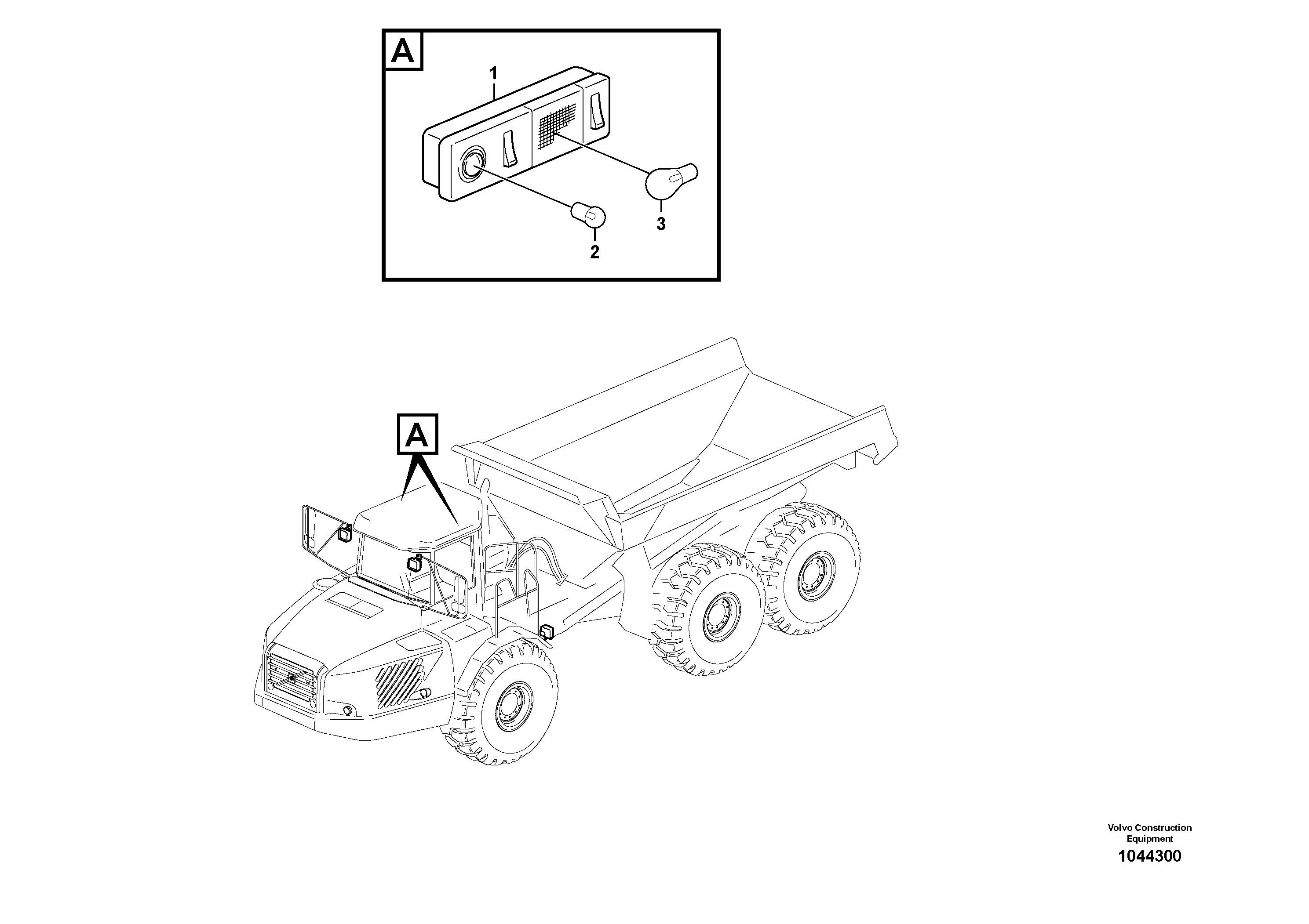 Схема запчастей Volvo A25E - 83006 Interior lamp 