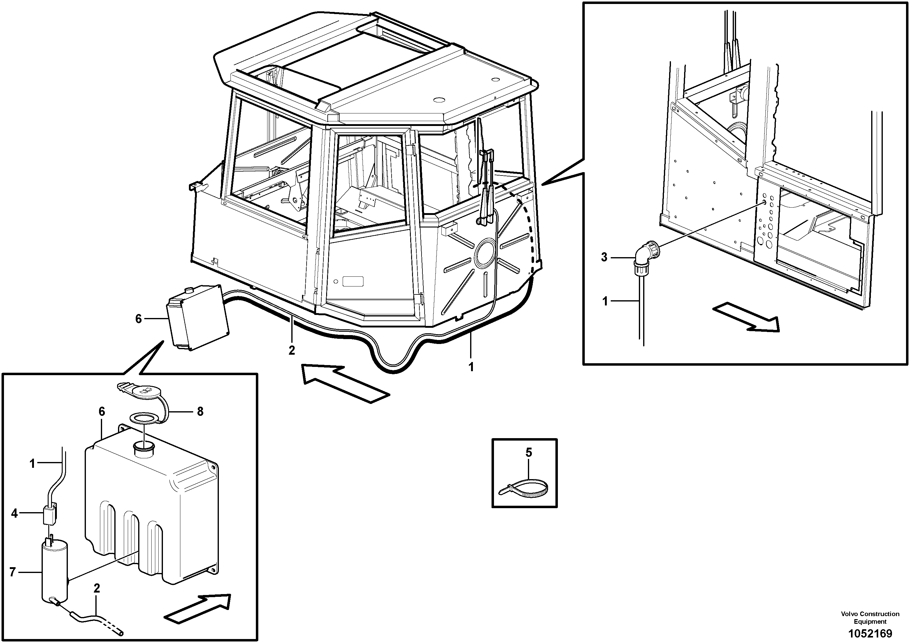 Схема запчастей Volvo A25E - 10079 Windscreen washer and wiper 