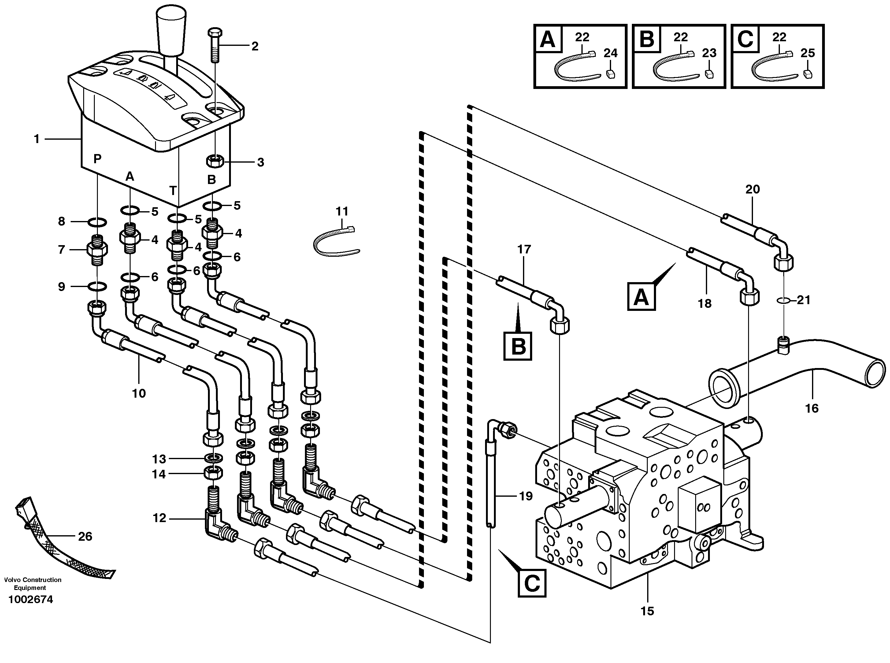 Схема запчастей Volvo A25E - 91664 Servo system, tipper control 