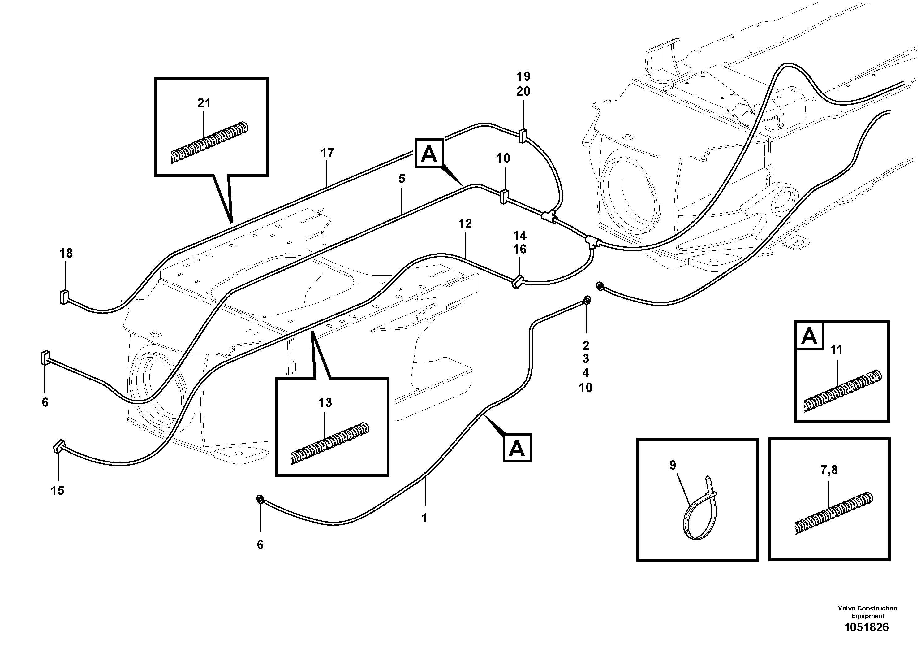 Схема запчастей Volvo A25E - 24303 Cable harnesses, rear 
