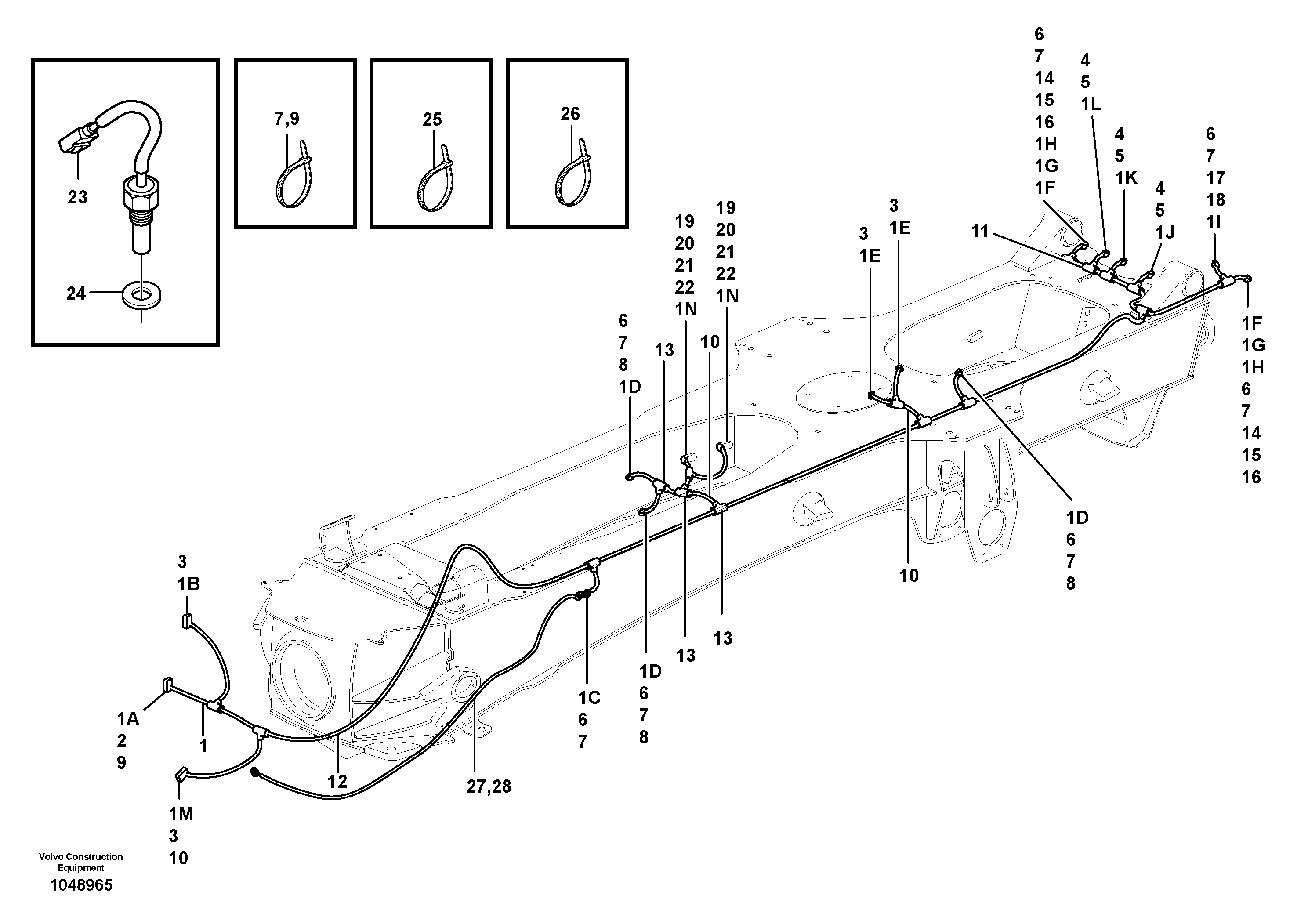Схема запчастей Volvo A25E - 38777 Cable harnesses, rear 