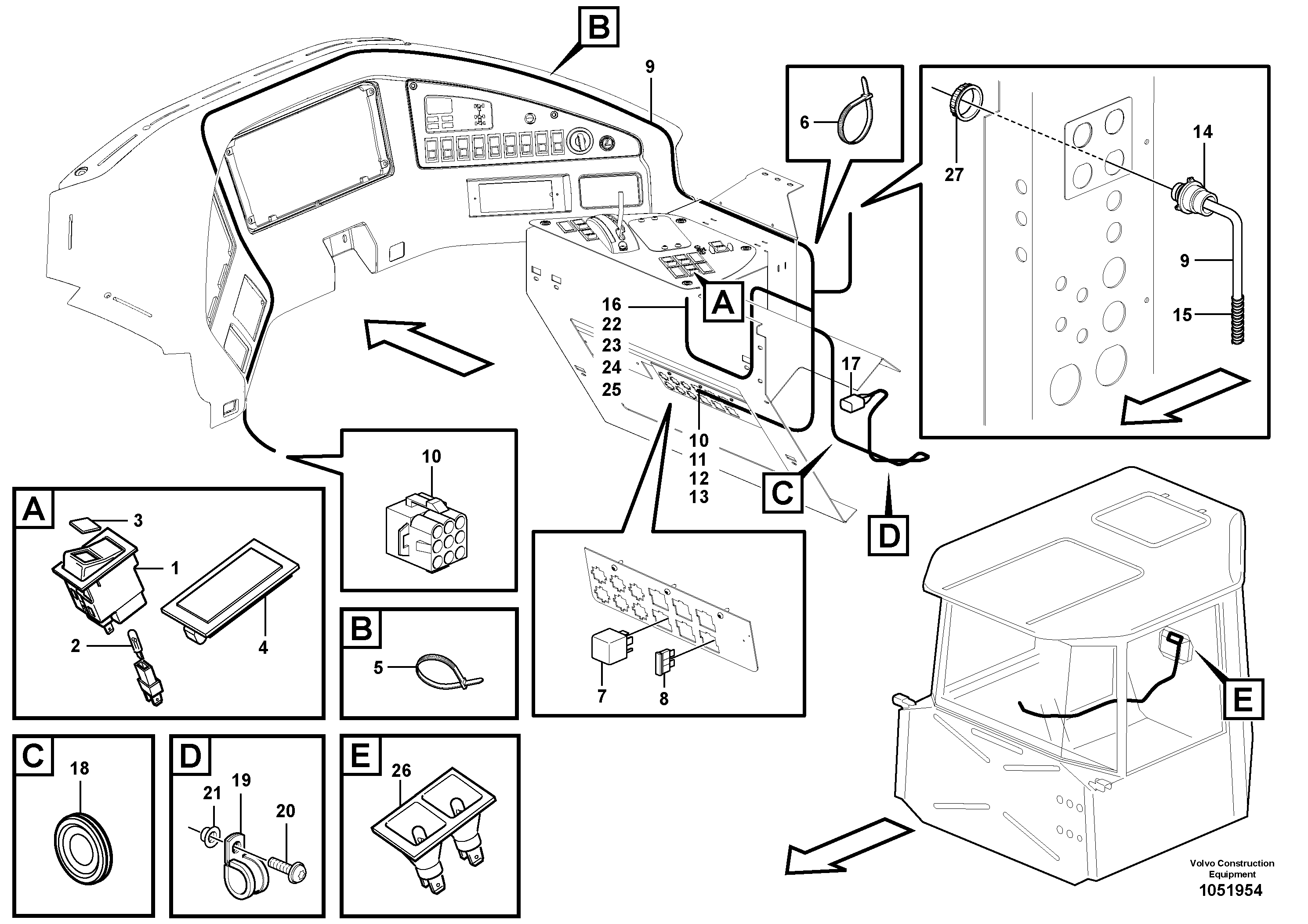 Схема запчастей Volvo A25E - 62314 Cable harness, electrical distribution unit 