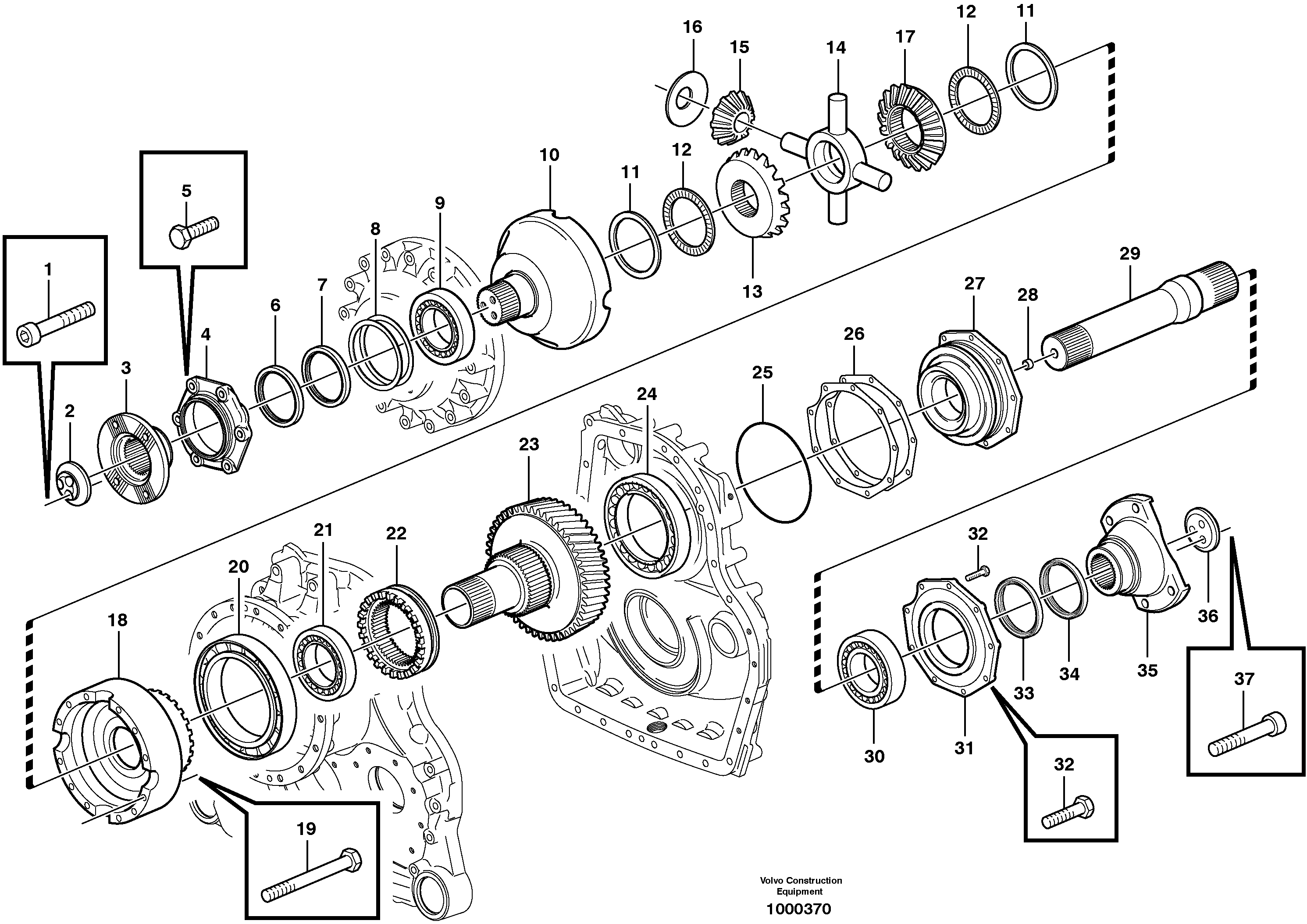 Схема запчастей Volvo A25E - 34251 Axle shaft with differential 