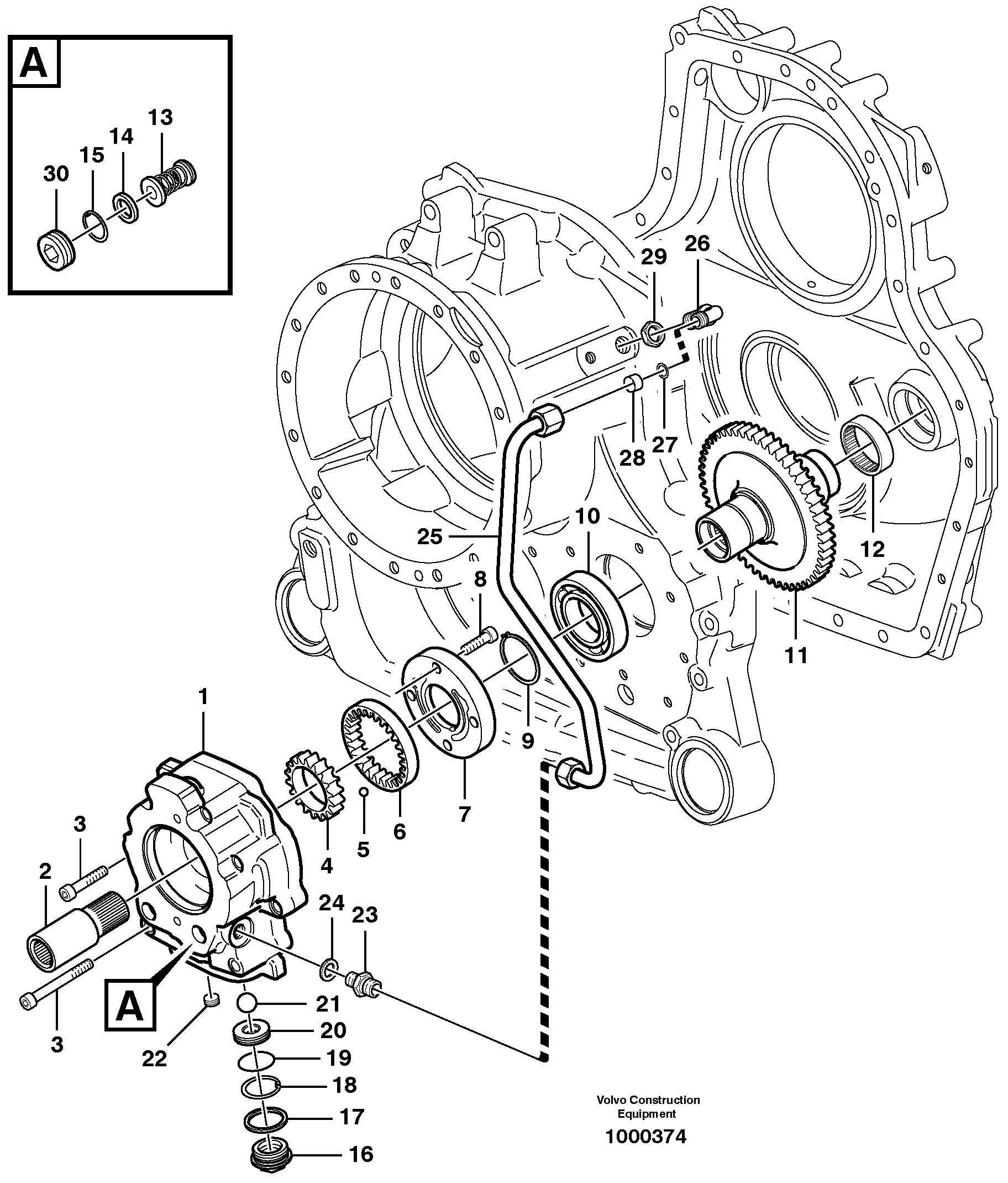 Схема запчастей Volvo A25E - 46163 Pump drive 