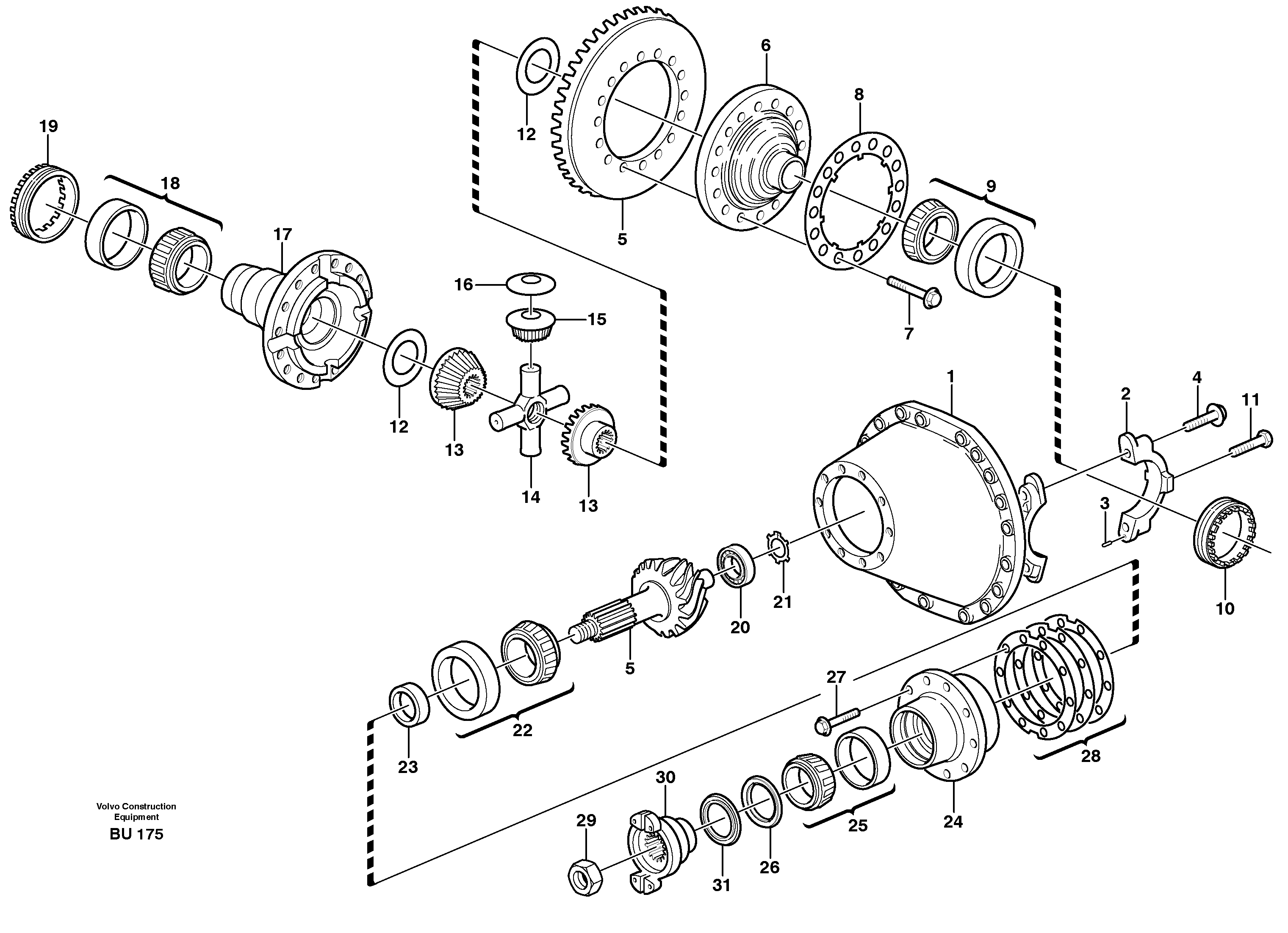 Схема запчастей Volvo A25E - 58739 Главная передача 