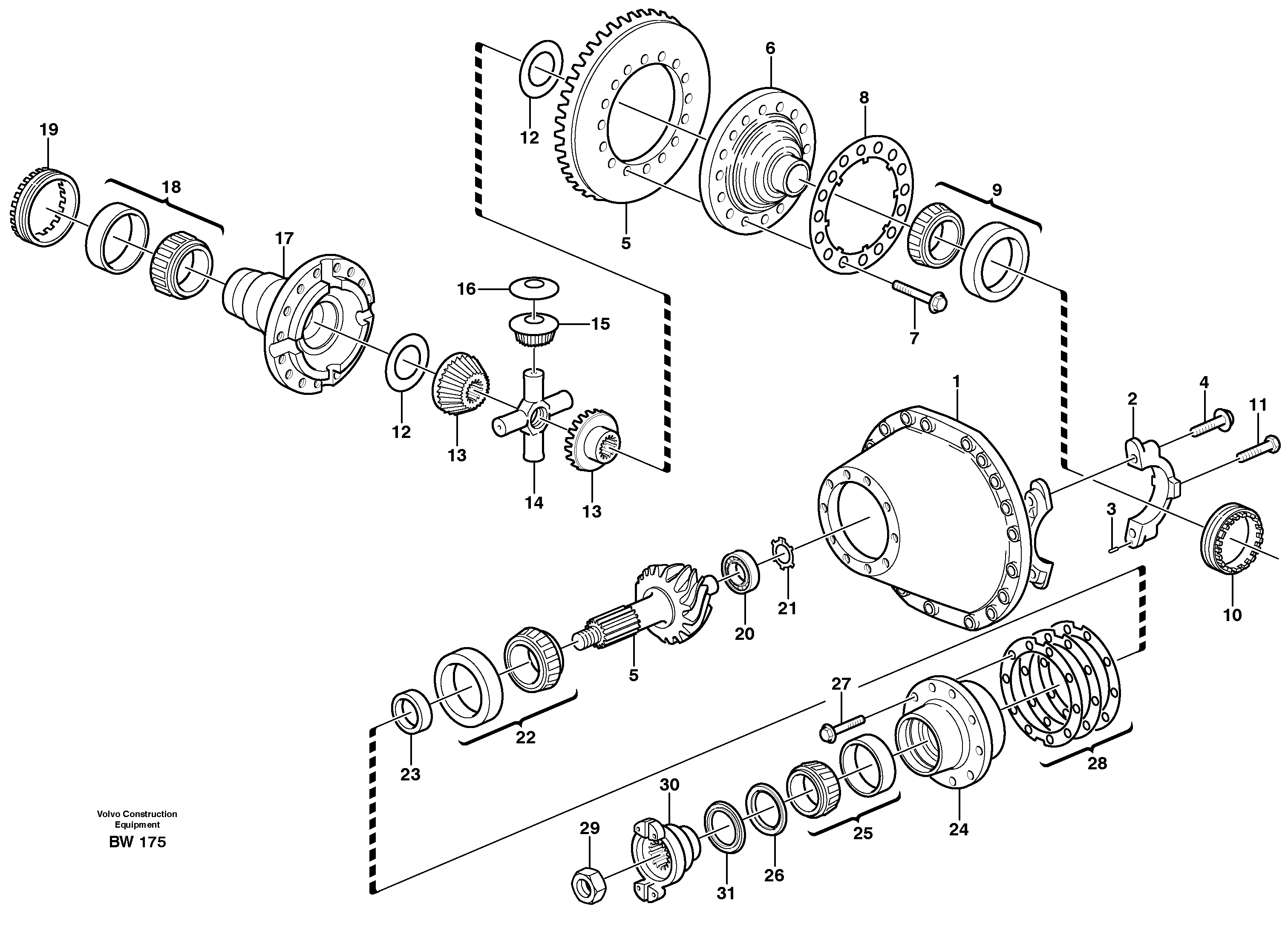 Схема запчастей Volvo A25E - 58740 Главная передача 