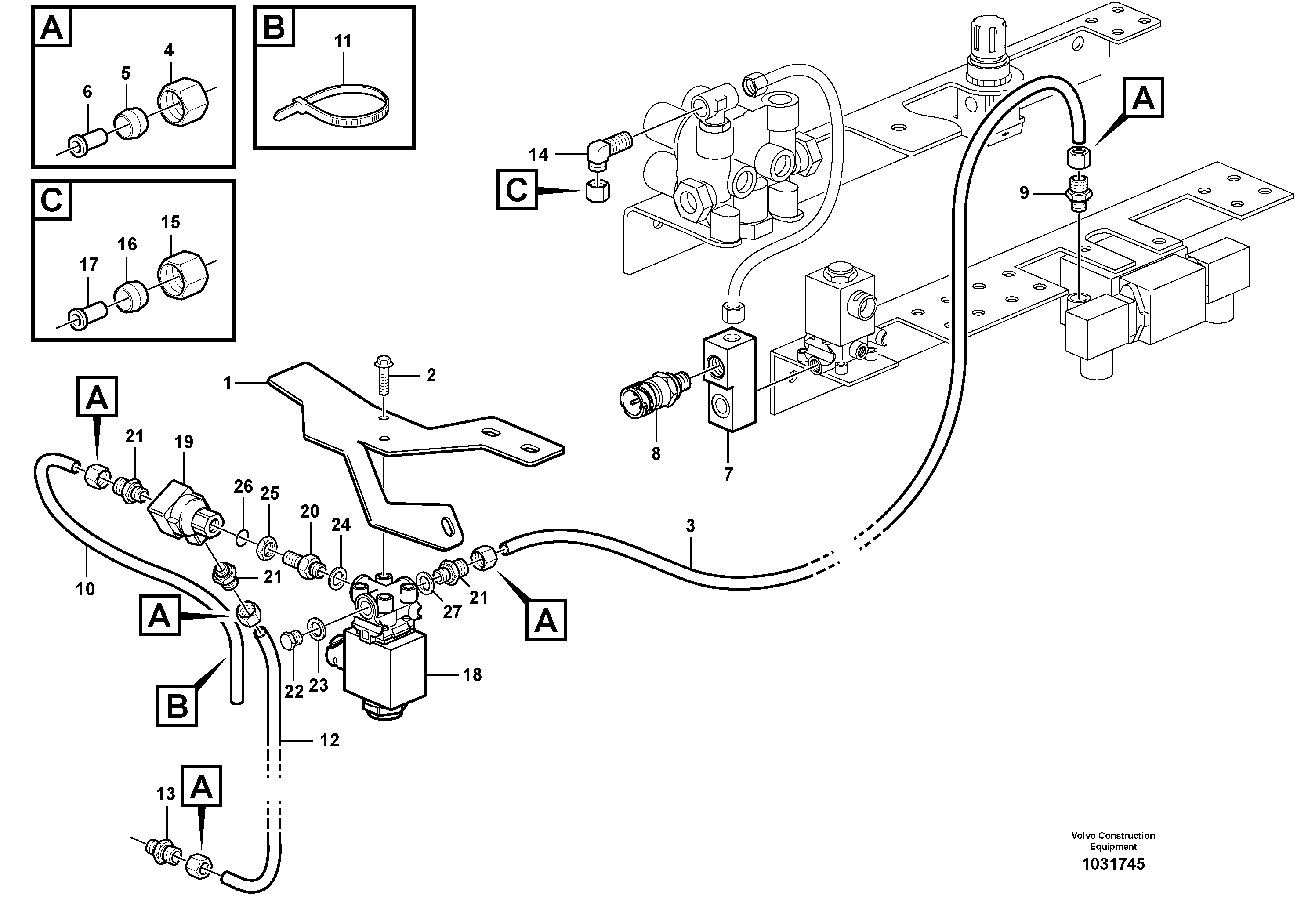 Схема запчастей Volvo A25E - 100753 Compressed air system, Automatic unit ATC 
