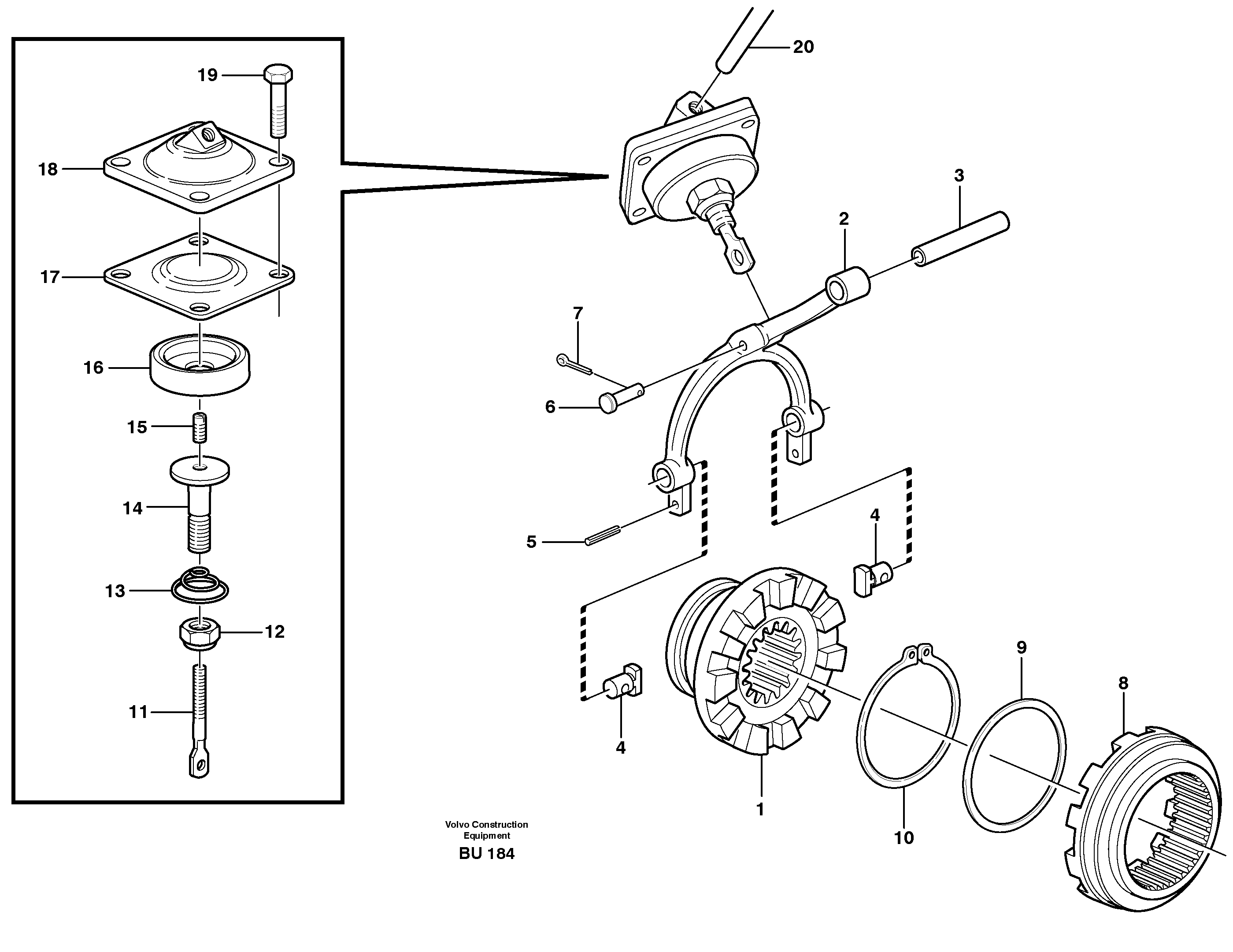 Схема запчастей Volvo A25E - 35664 Differential lock 