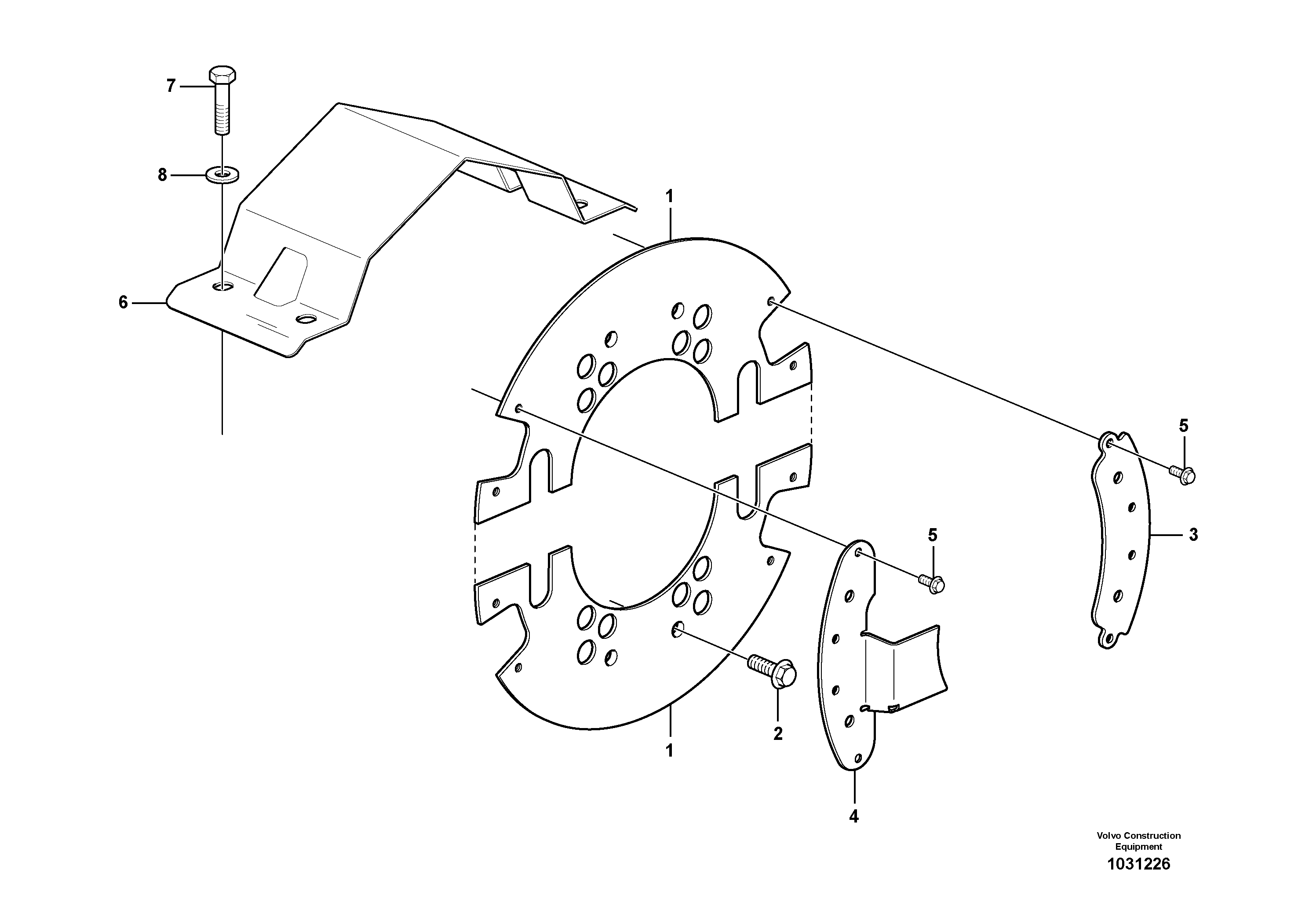 Схема запчастей Volvo A25E - 61274 Brake shield 