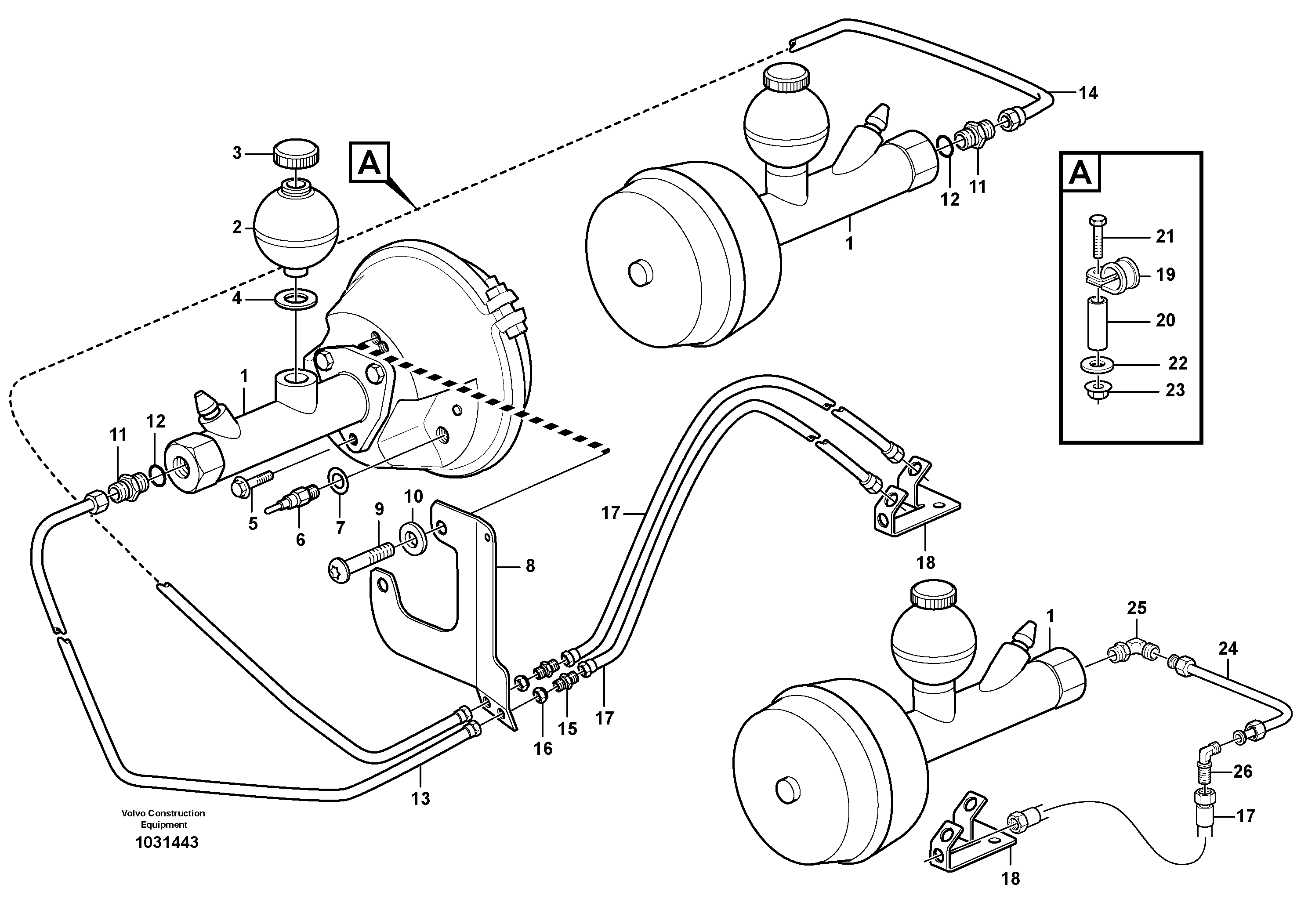Схема запчастей Volvo A25E - 61283 Hydraulic brake system, load unit 