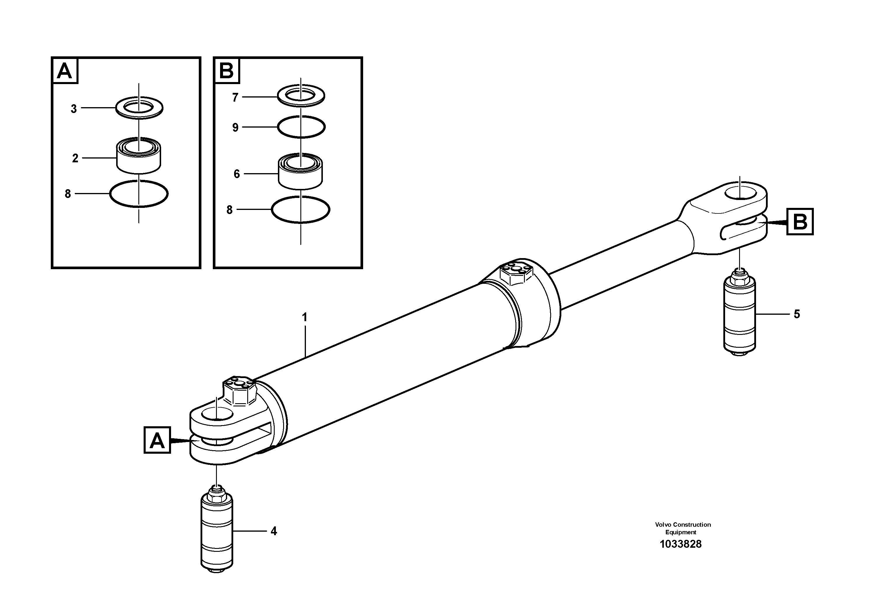 Схема запчастей Volvo A25E - 61305 Hydraulic cylinder with fitting parts 