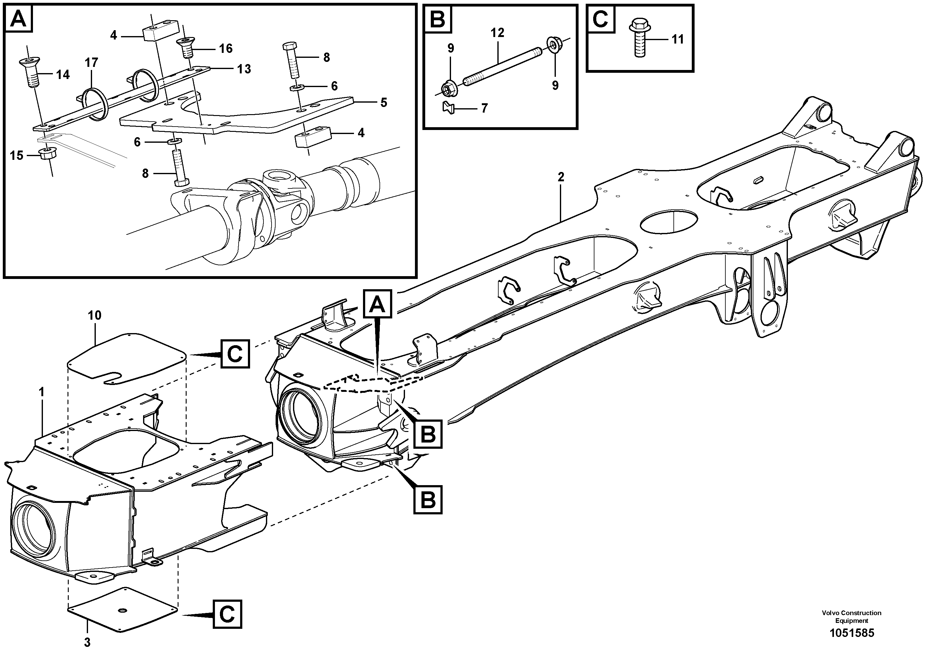 Схема запчастей Volvo A25E - 93551 Frame Extension 