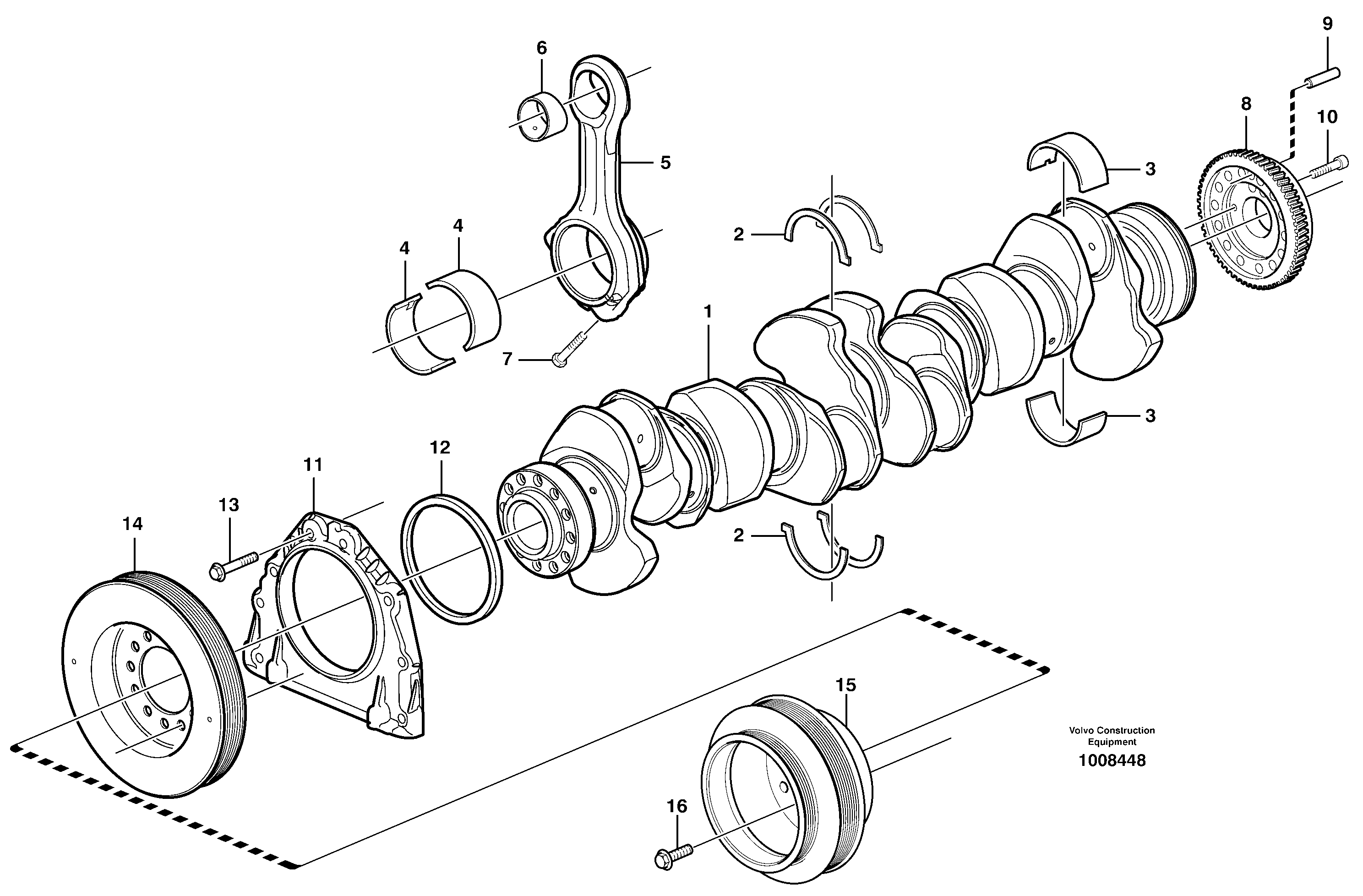 Схема запчастей Volvo A25E - 98326 Crankshaft and related parts 