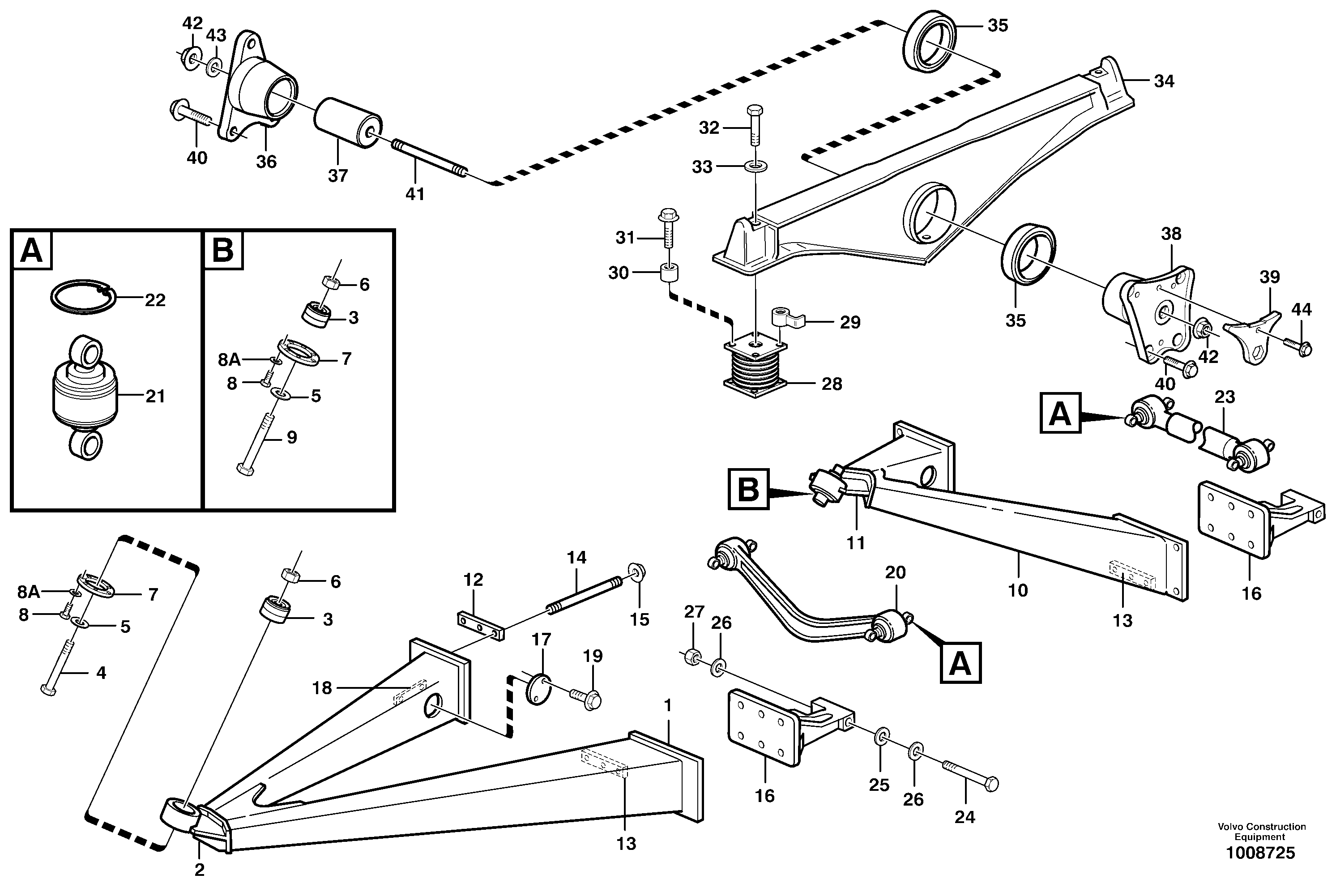 Схема запчастей Volvo A25E - 68500 Bogie 