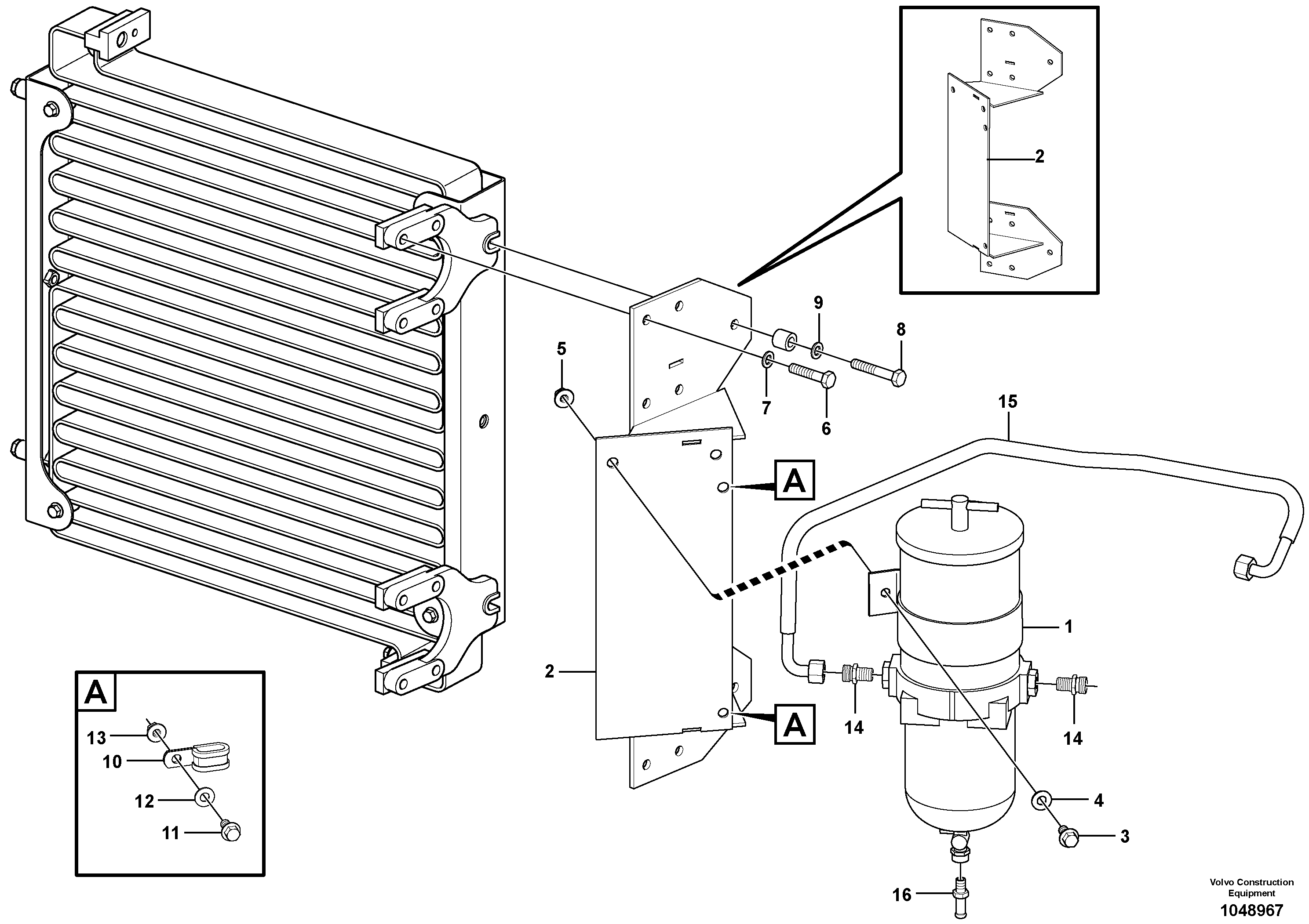 Схема запчастей Volvo A25E - 54487 Filter with fitting parts 
