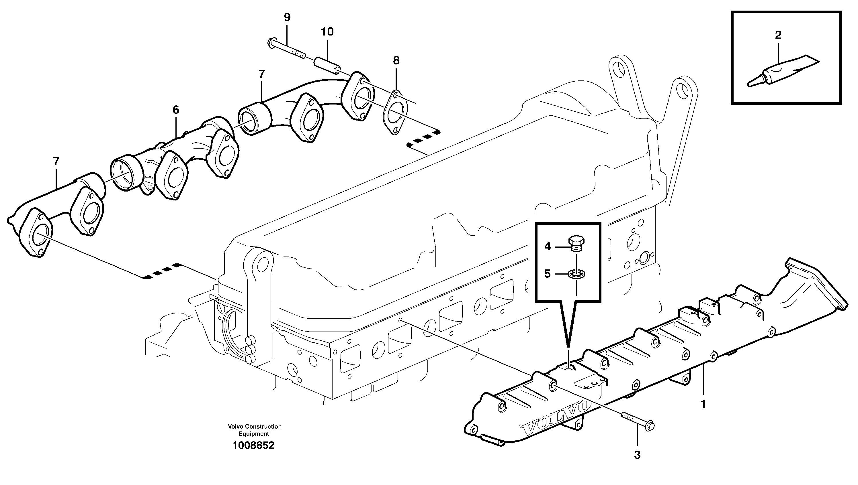 Схема запчастей Volvo A25E - 23544 Inlet manifold and exhaust manifold 