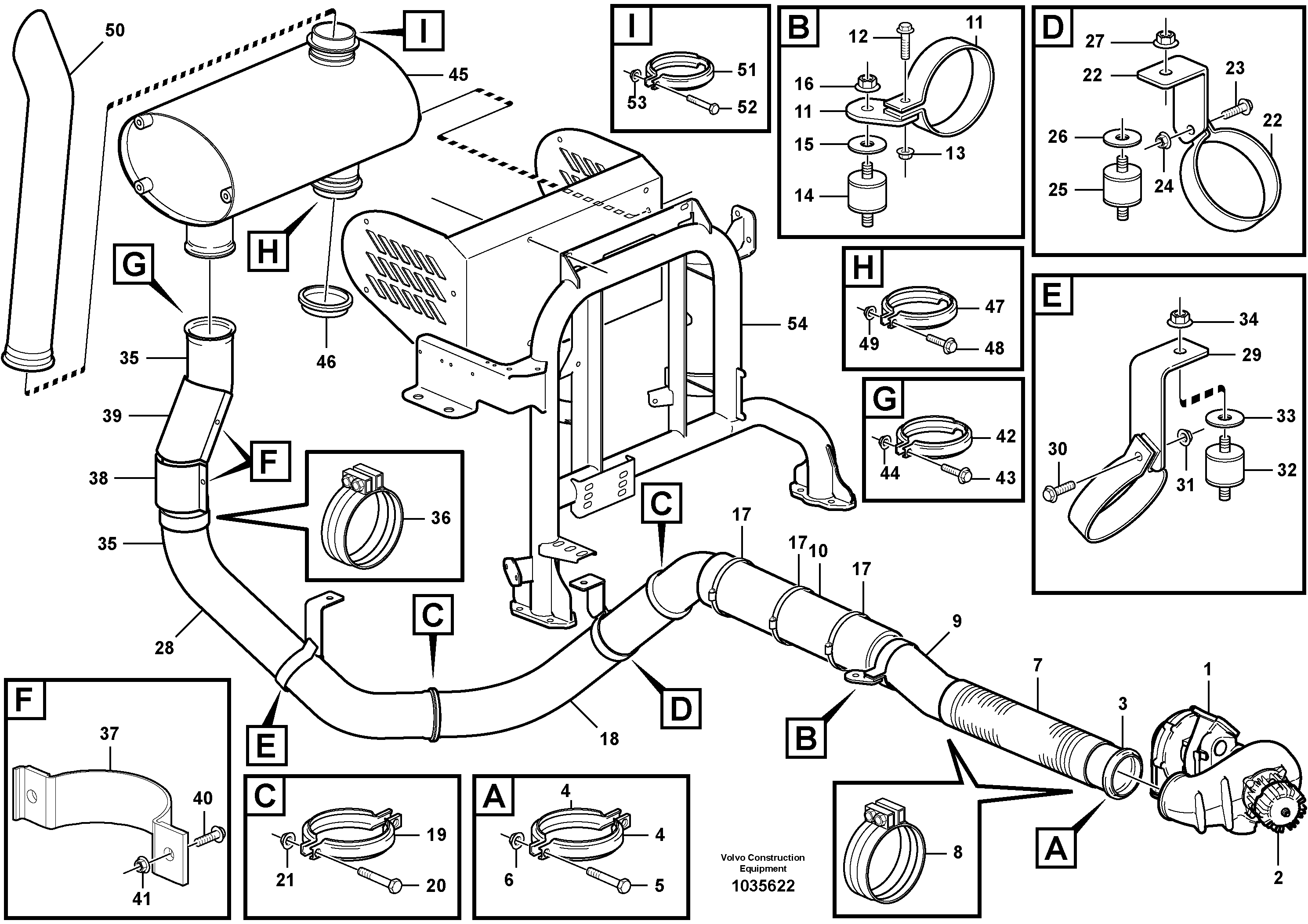 Схема запчастей Volvo A25E - 59977 Exhaust system, silencer 