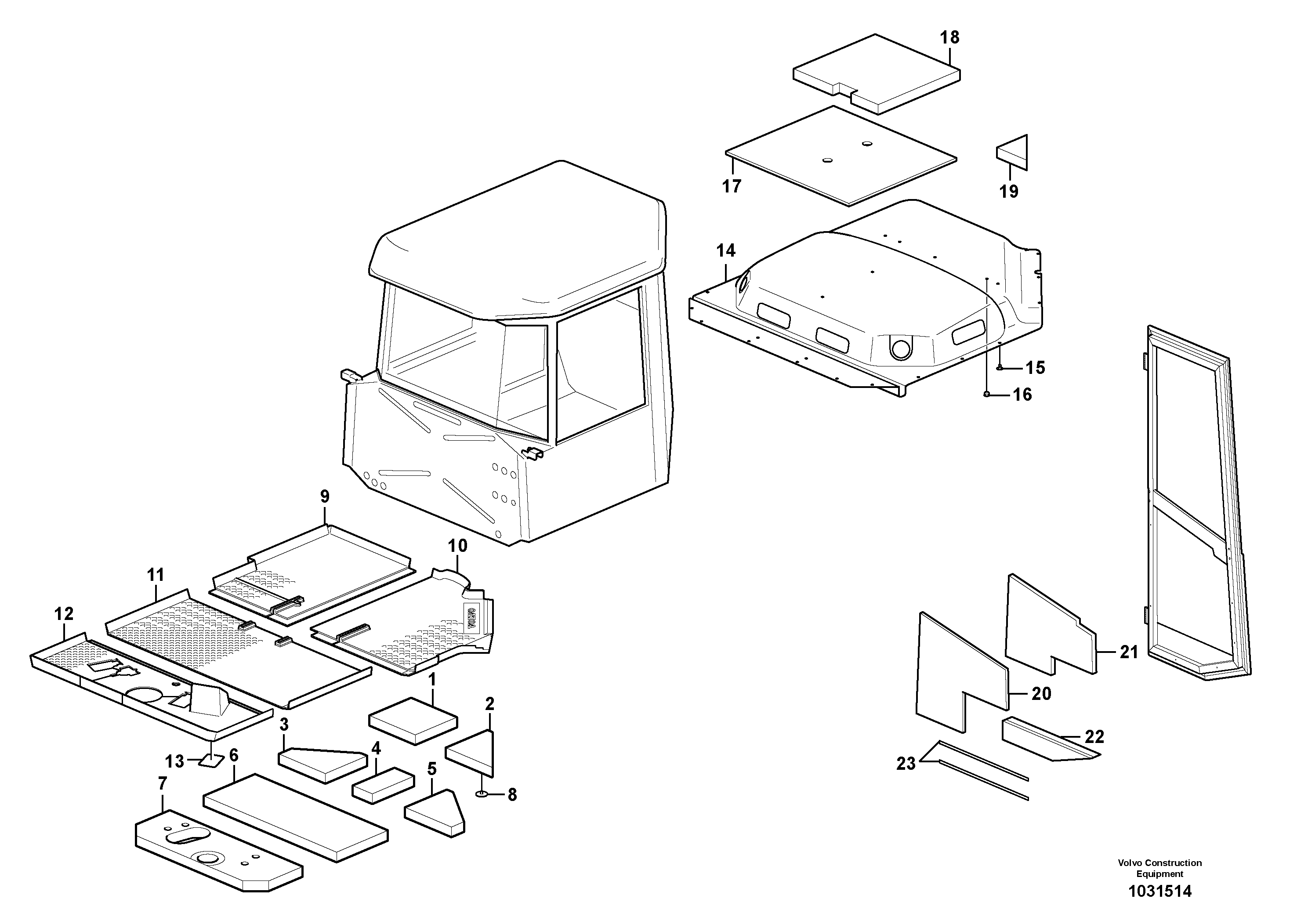 Схема запчастей Volvo A25E - 53181 Upholstery and insulation, floor, door and roof 
