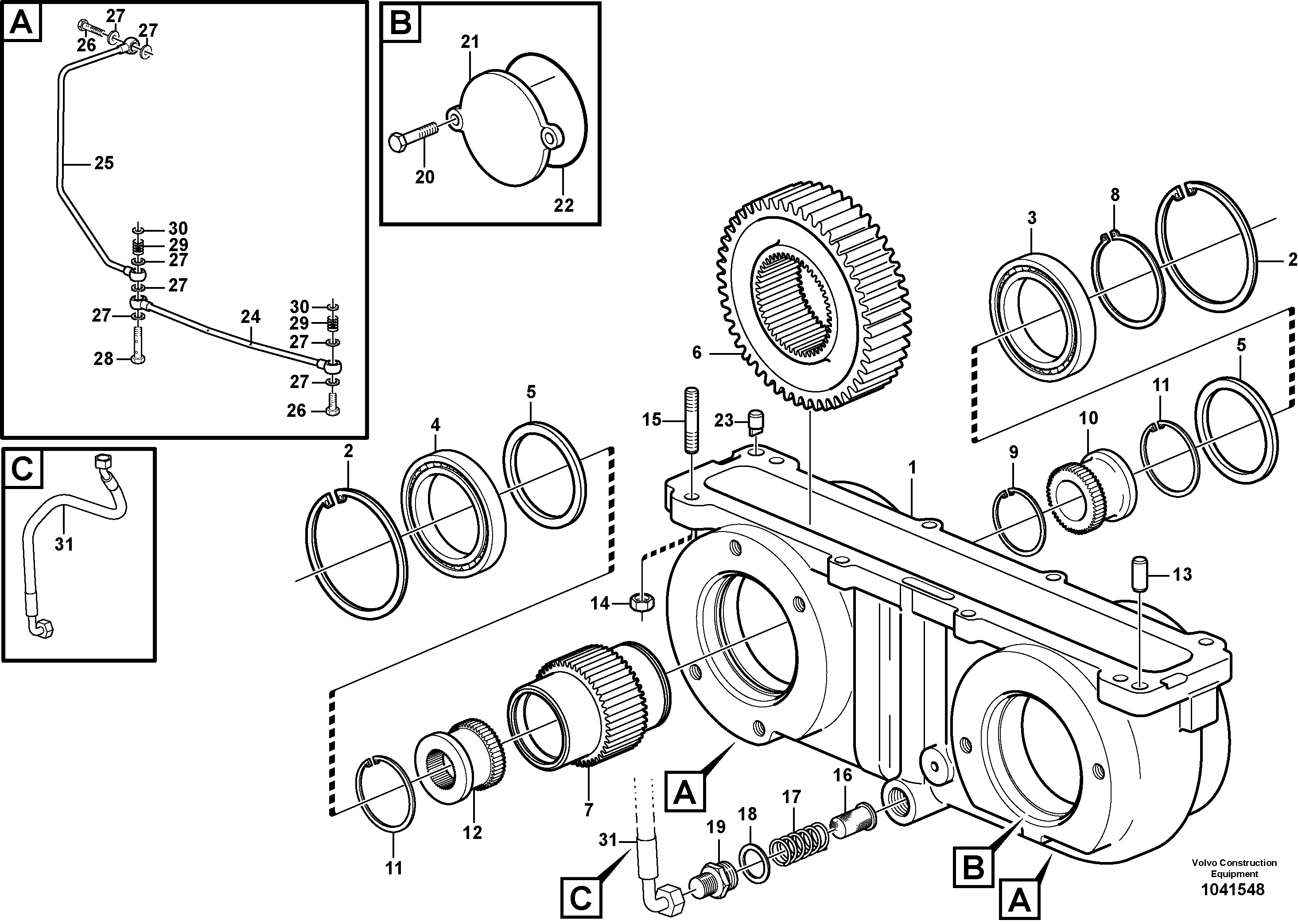 Схема запчастей Volvo A30E - 101017 Pump drive power take-off 