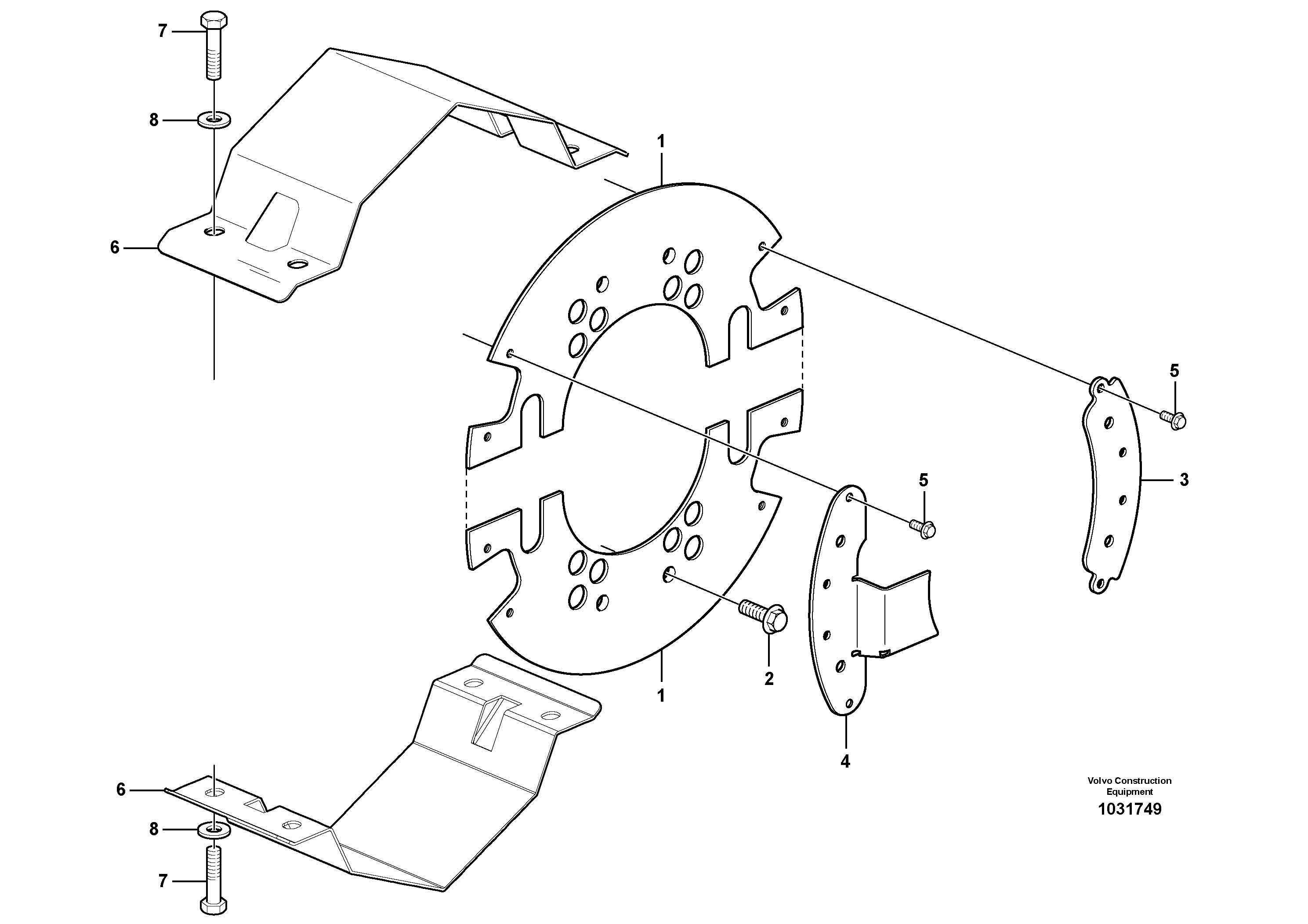 Схема запчастей Volvo A30E - 61911 Brake shield 