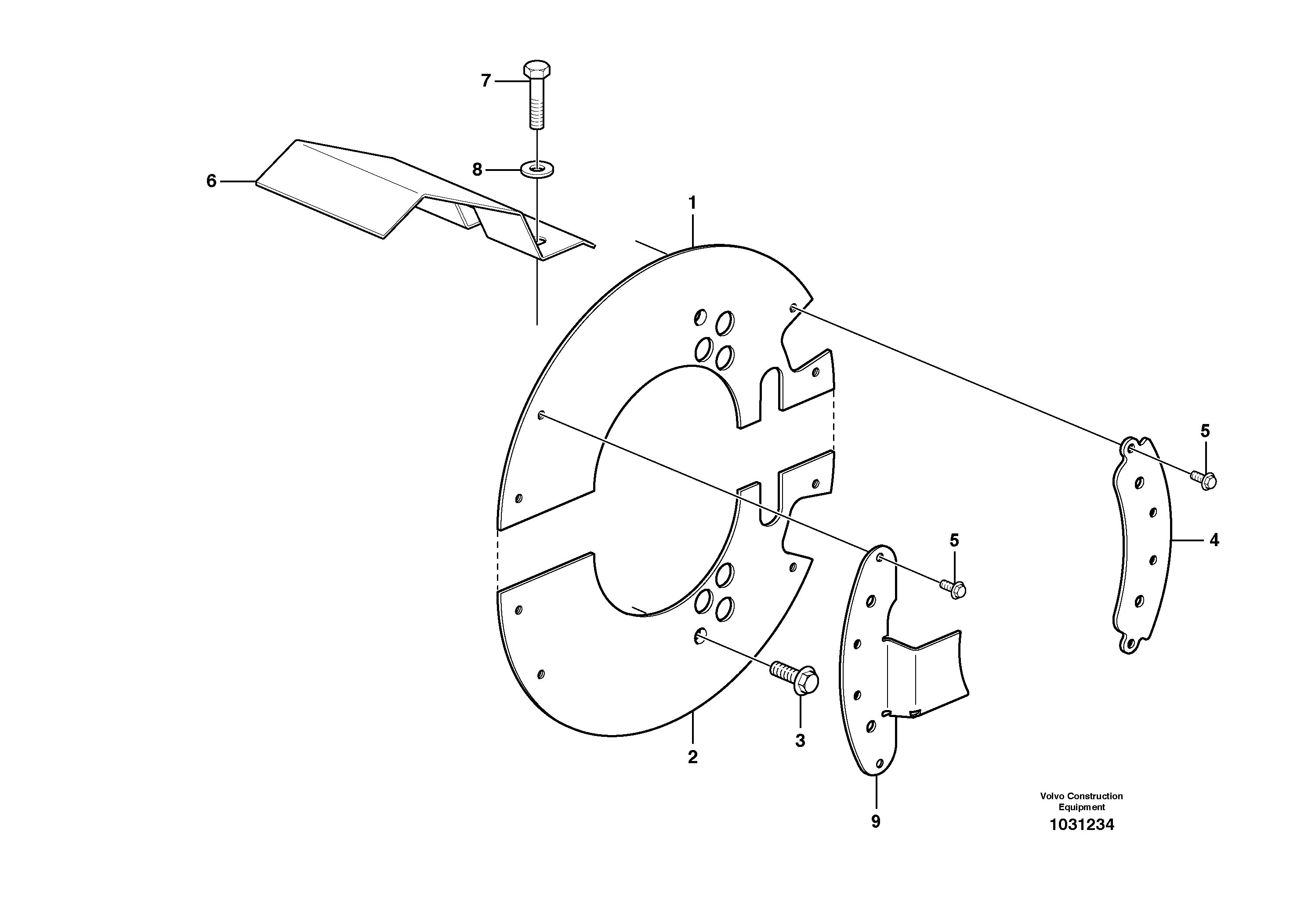 Схема запчастей Volvo A30E - 62172 Brake shield 