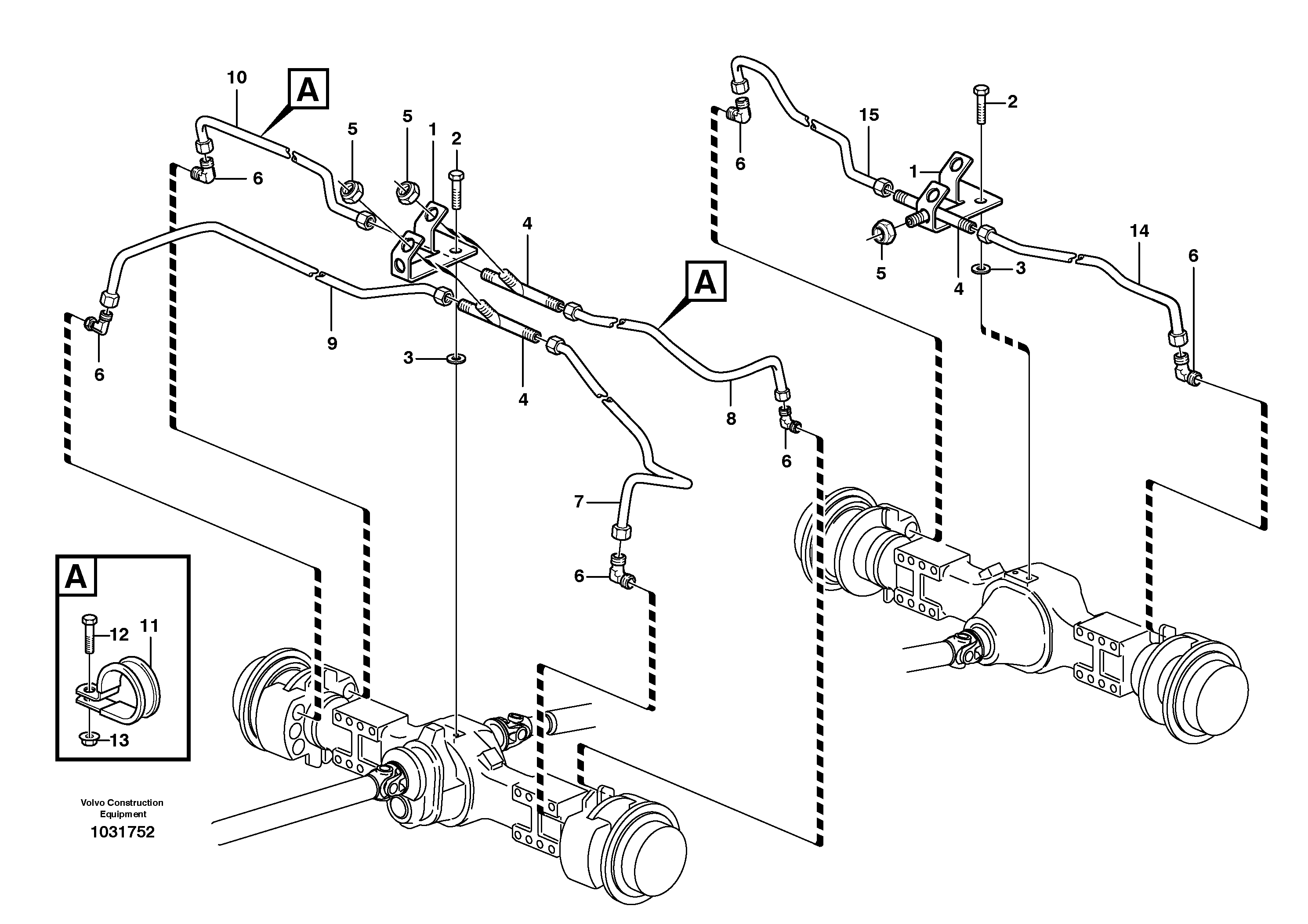 Схема запчастей Volvo A30E - 62176 Hydraulic brake system, load unit 