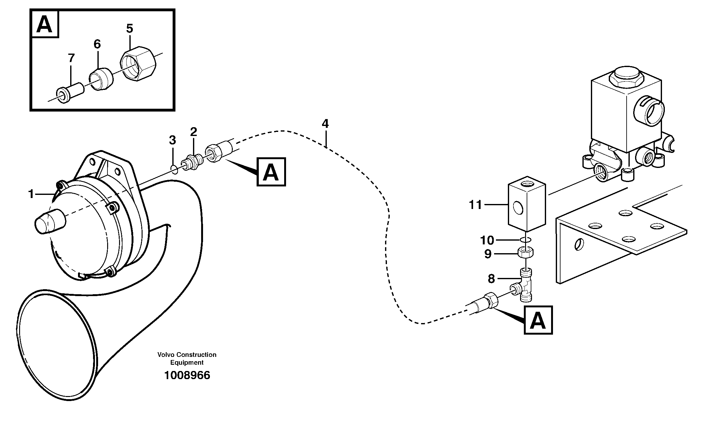 Схема запчастей Volvo A30E - 62182 Air system, horn 