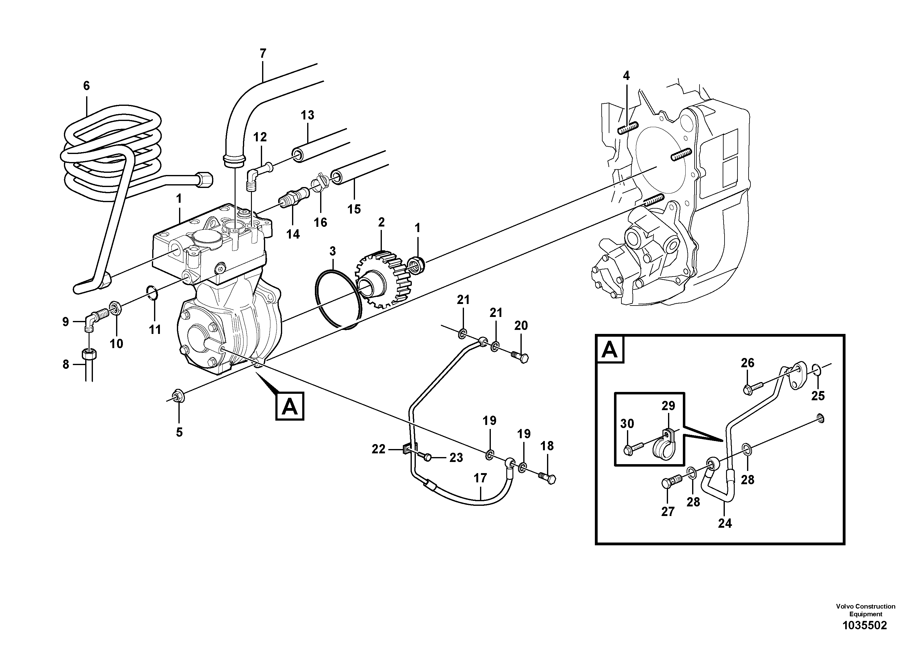 Схема запчастей Volvo A30E - 85506 Air-compressor with fitting parts 