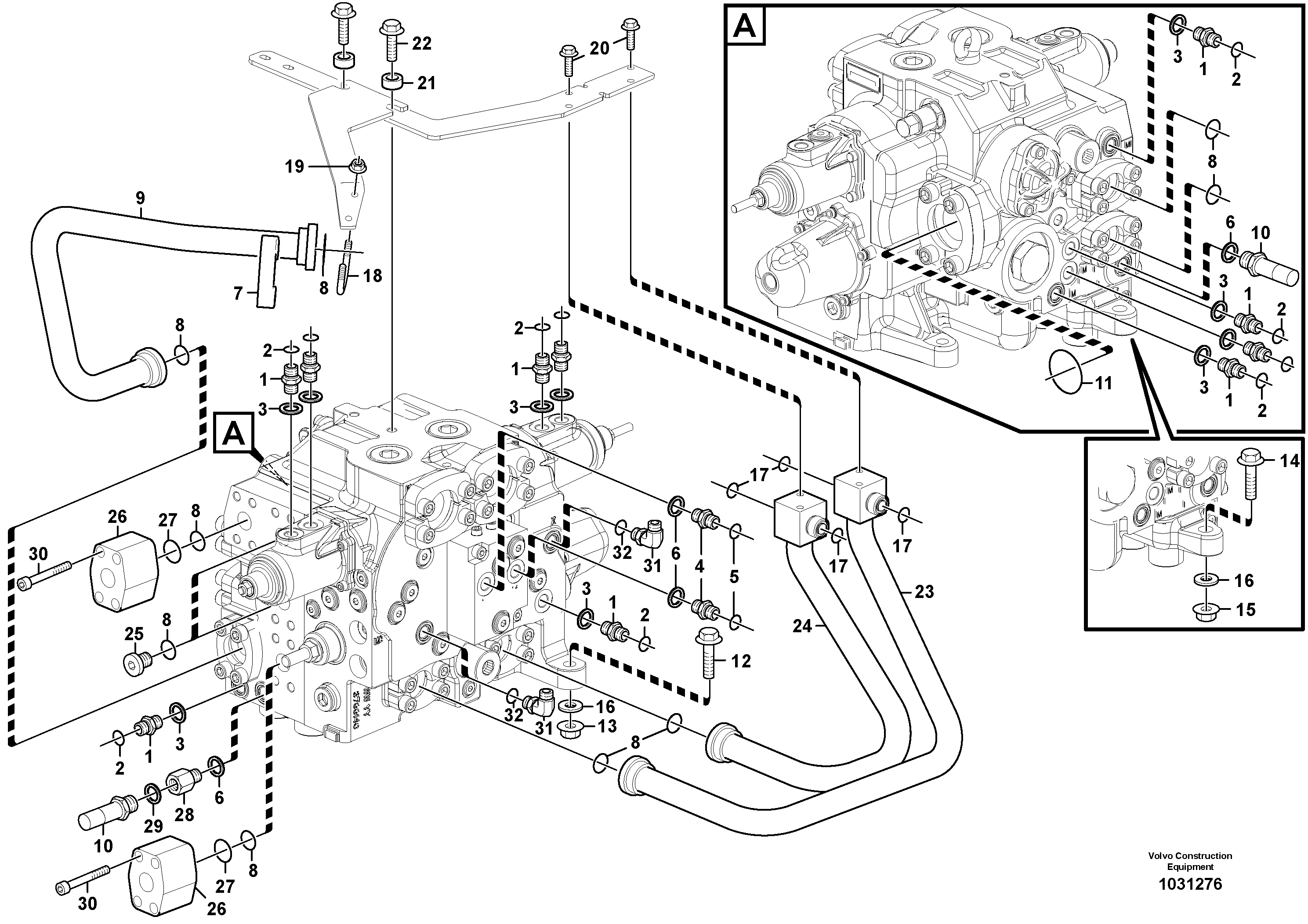 Схема запчастей Volvo A30E - 78487 Control valve with fitting parts 