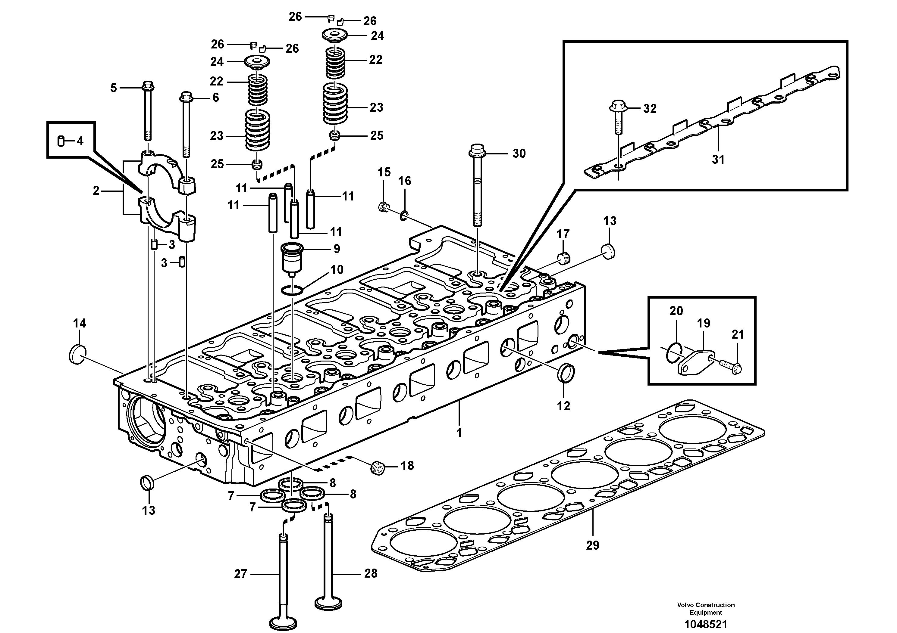 Схема запчастей Volvo A30E - 66027 Головка блока цилиндров 