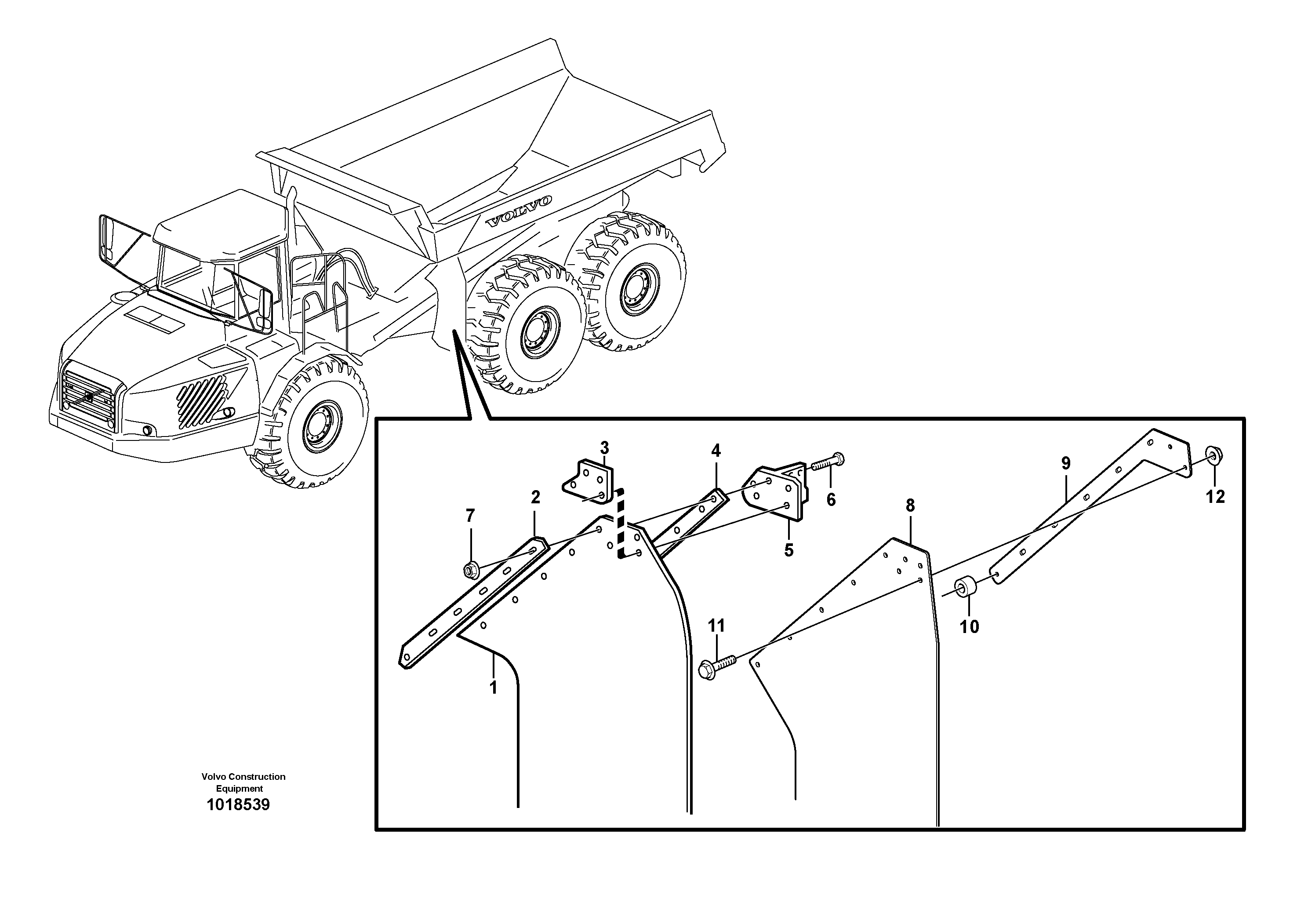 Схема запчастей Volvo A30E - 59742 Mudflap, load unit 