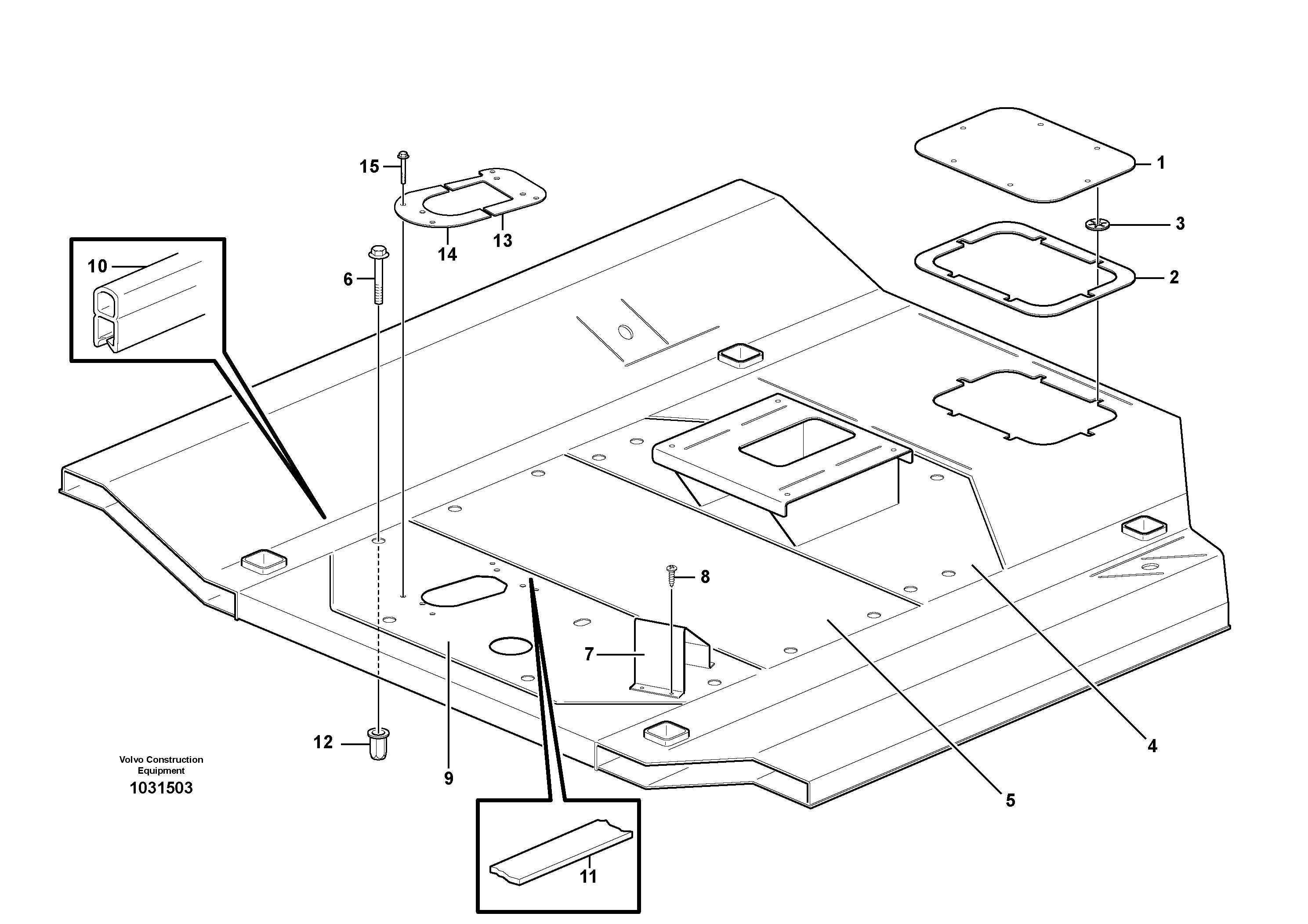 Схема запчастей Volvo A30E - 17919 Floor panels and cover plates 