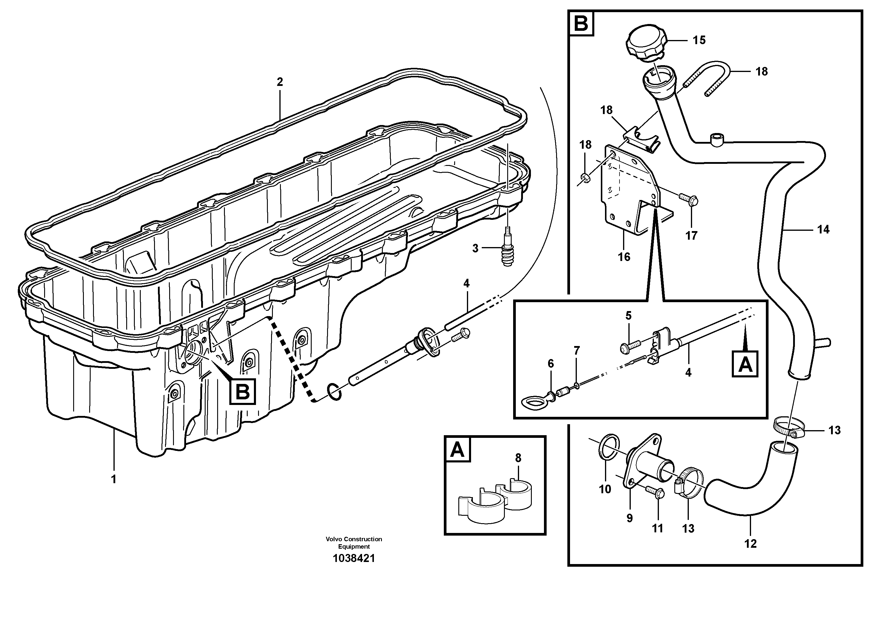 Схема запчастей Volvo A30E - 68430 Oil sump / oil dipstick 