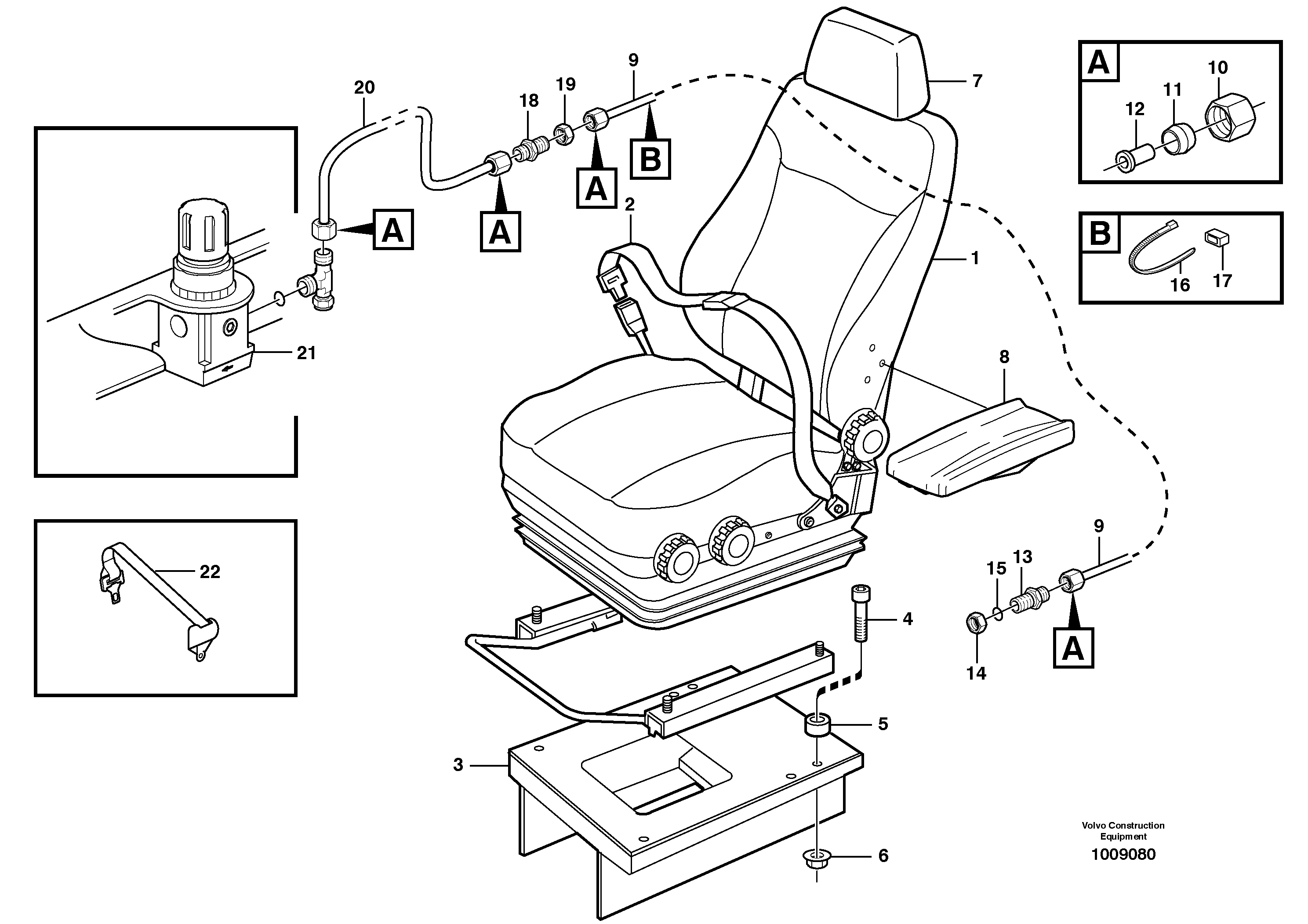 Схема запчастей Volvo A30E - 26997 Operator seat with fitting parts 