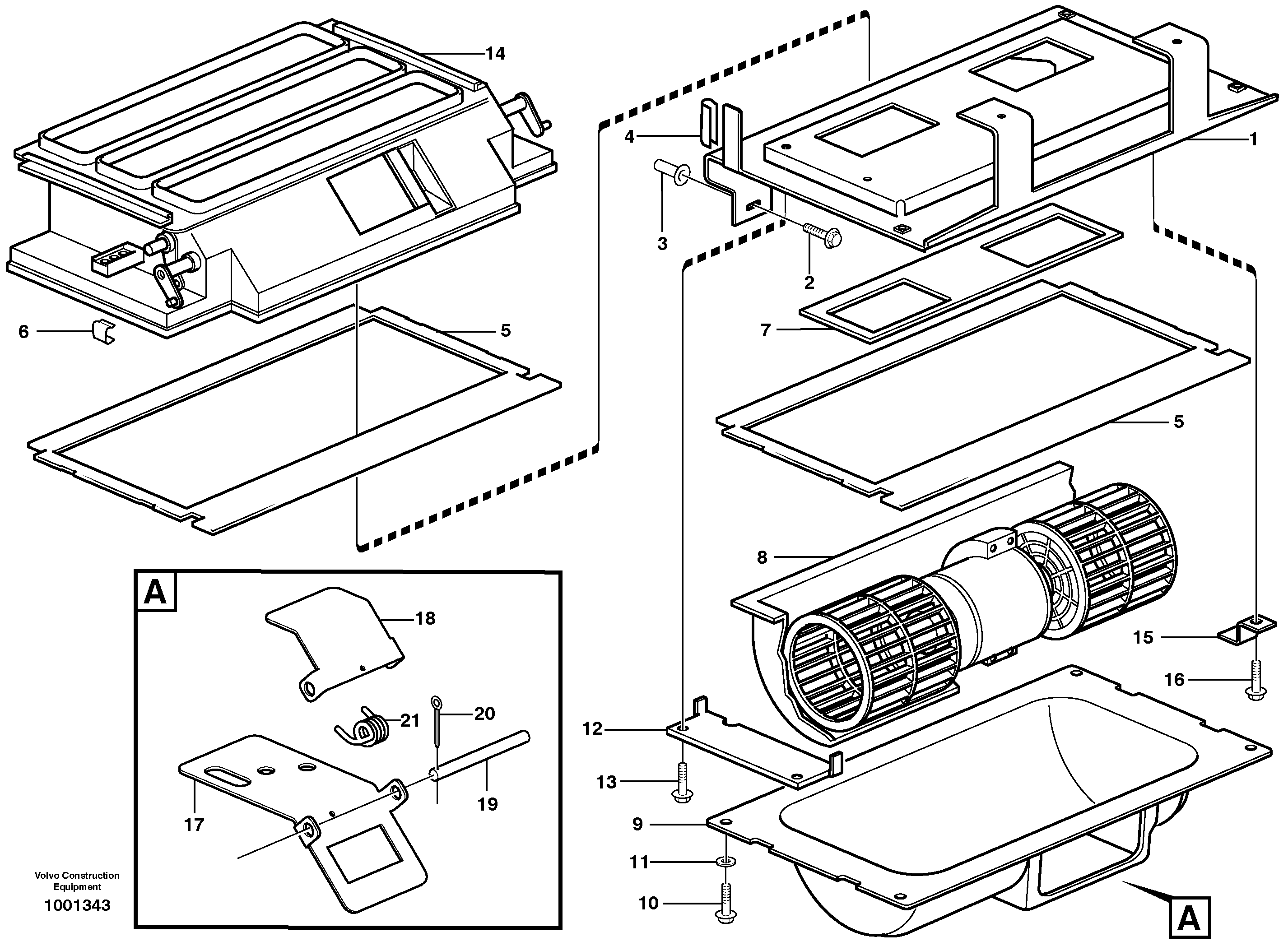 Схема запчастей Volvo A30E - 60633 Air distribution - inlet and air return 