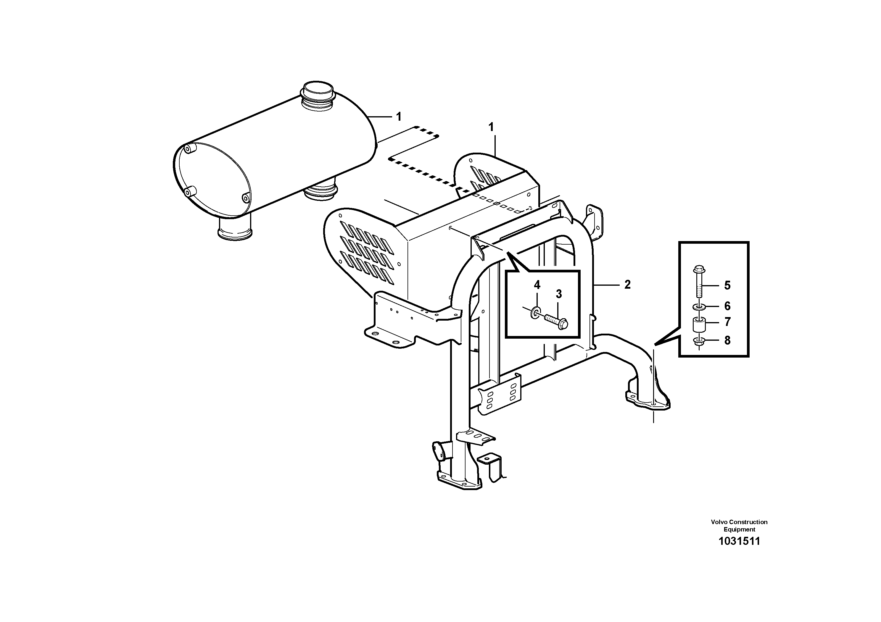 Схема запчастей Volvo A30E - 59293 Silencer with fitting parts 