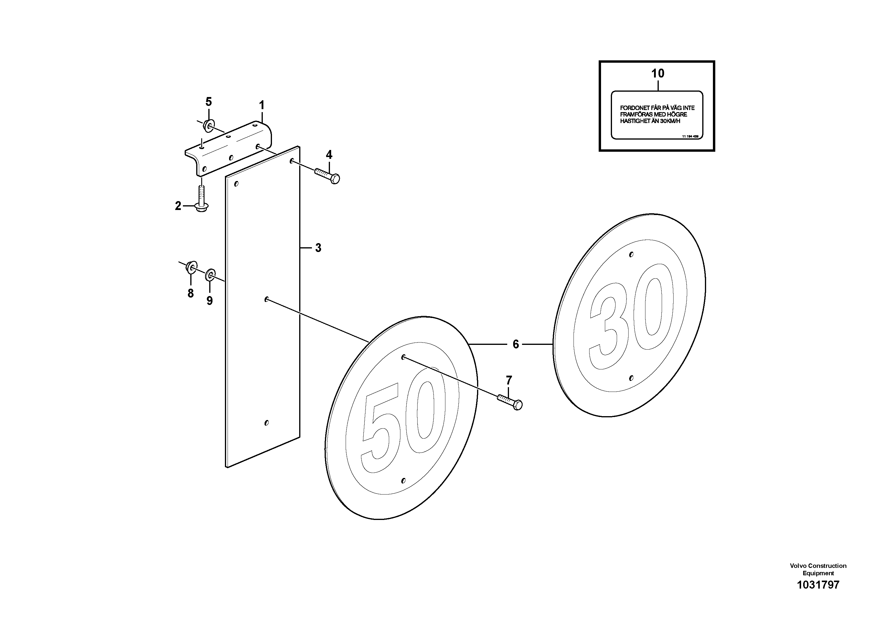 Схема запчастей Volvo A30E - 60653 Lgf Sign 