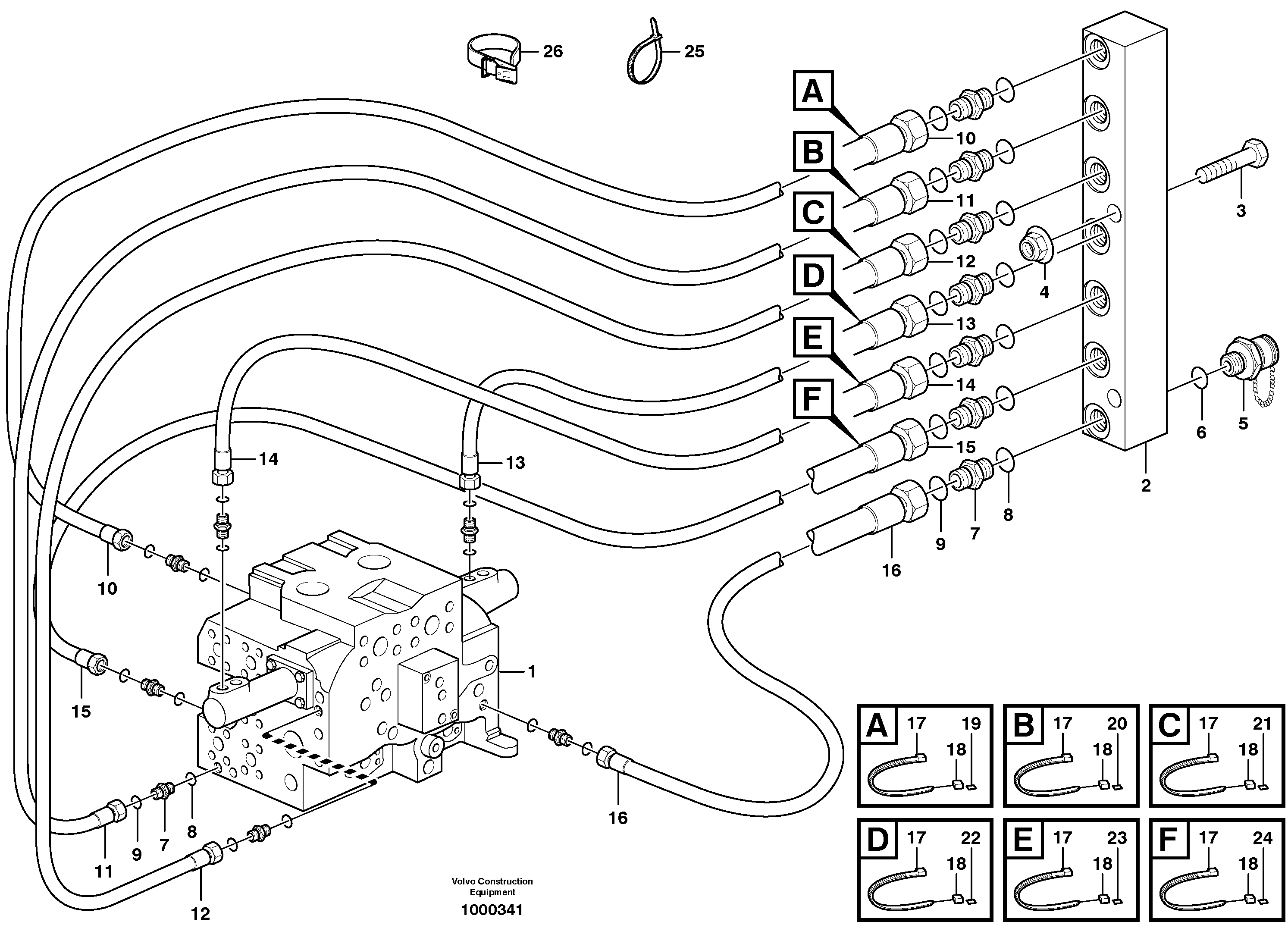 Схема запчастей Volvo A30E - 60656 Hydraulic system, motor unit 