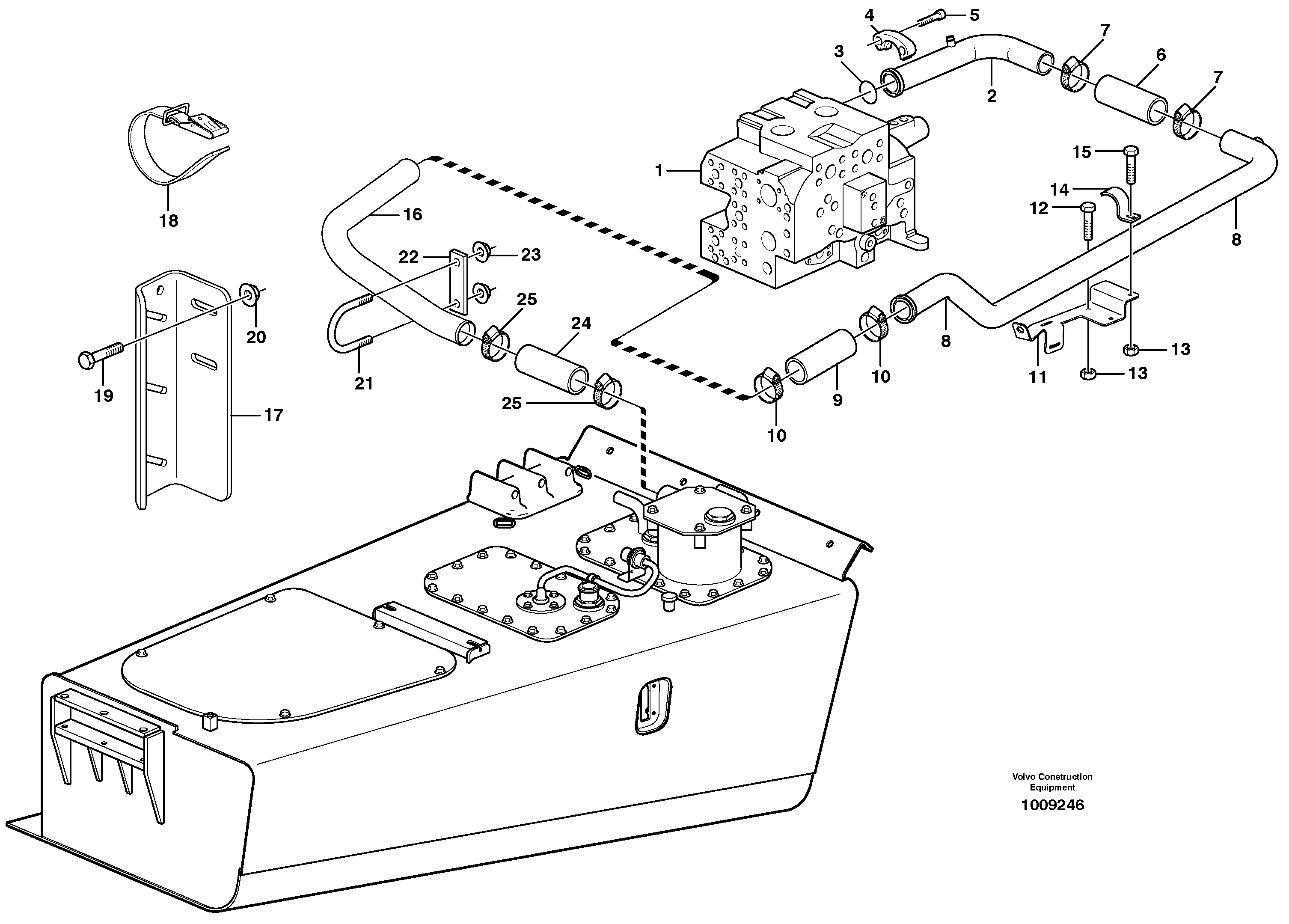 Схема запчастей Volvo A30E - 66606 Hydraulic system, oil return pipe 