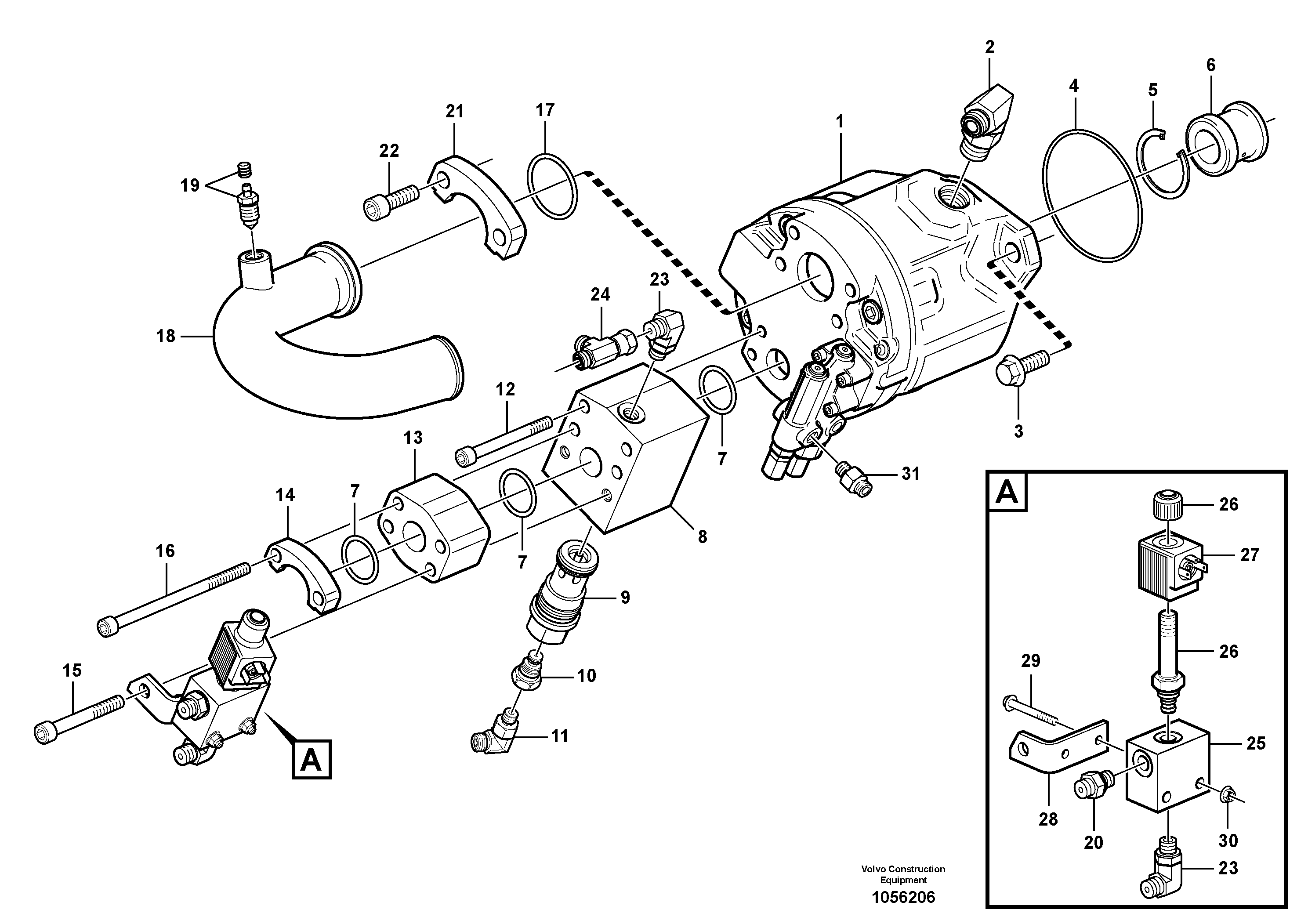 Схема запчастей Volvo A30E - 93408 Hydraulic pump, open centre system 