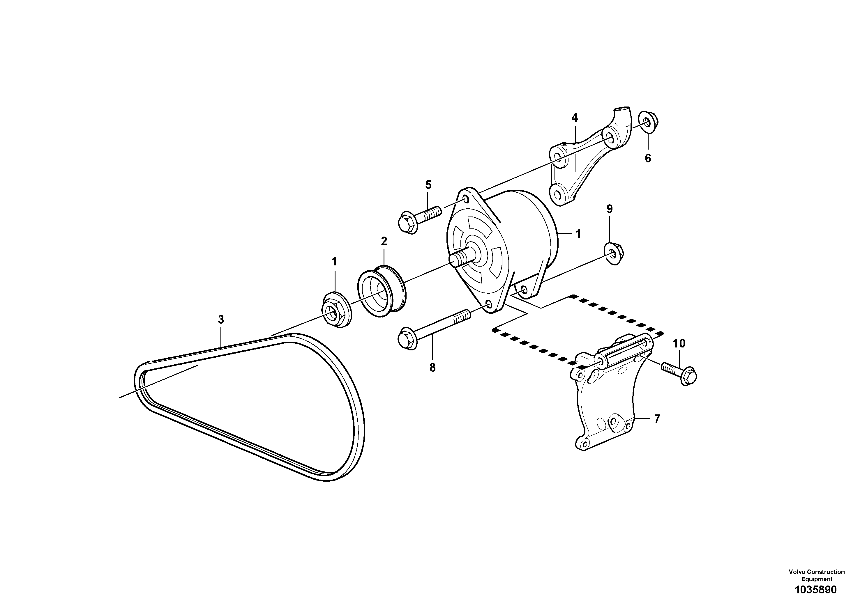 Схема запчастей Volvo A30E - 103995 Alternator with assembling details 