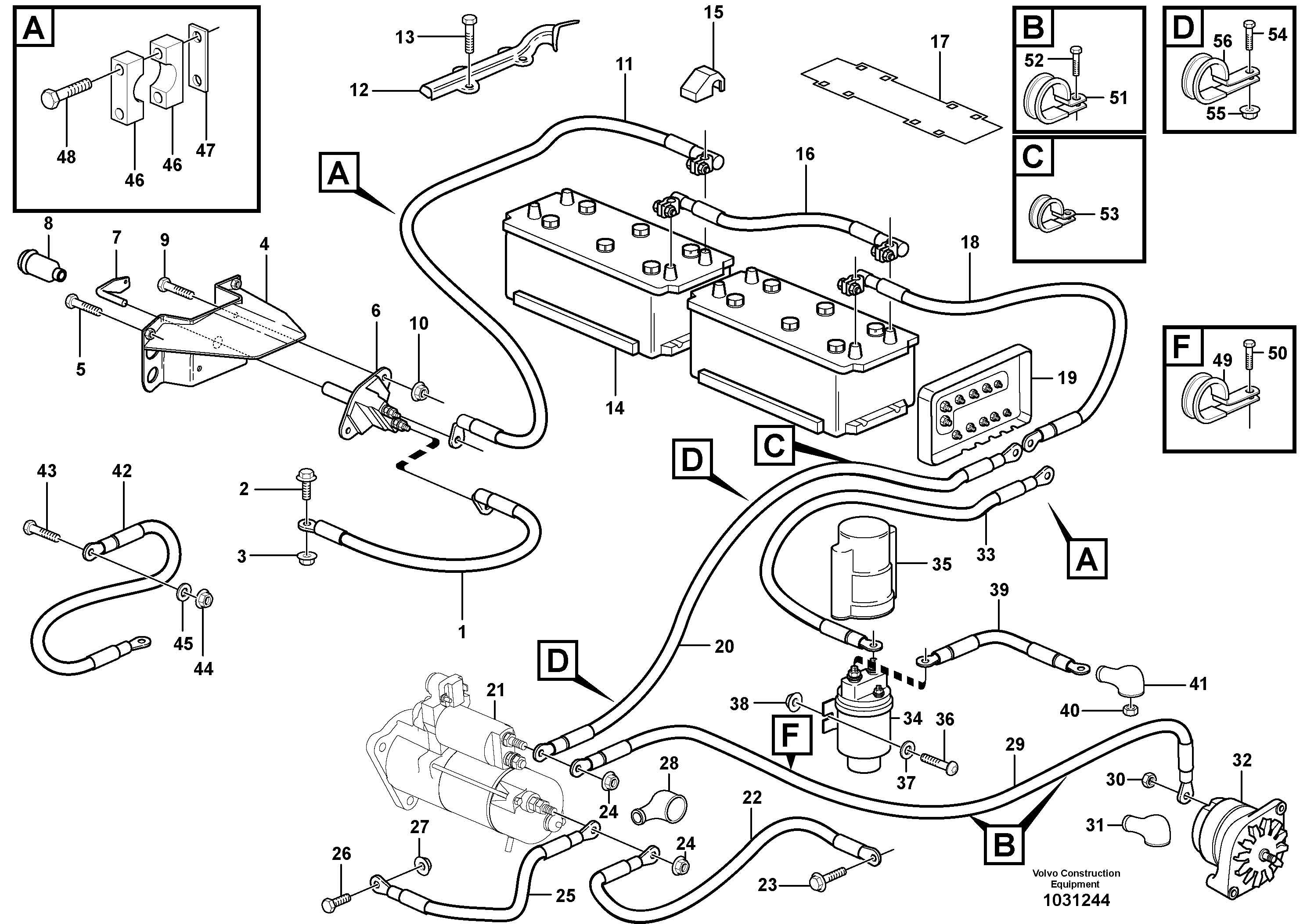 Схема запчастей Volvo A30E - 82650 Battery cable and main switch 